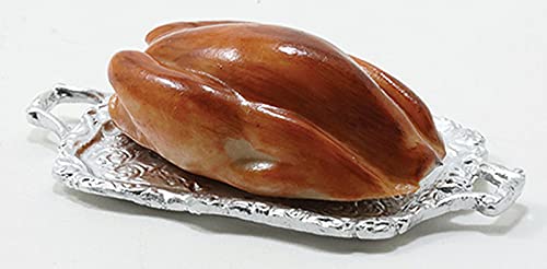 Miniature Roasted Turkey Tray for Dollhouse - Realistic Thanksgiving Decor, 1:12 Scale Miniature Food Accessories - Perfect for Dollhouse Displays, Holiday Scenes, and Collectors