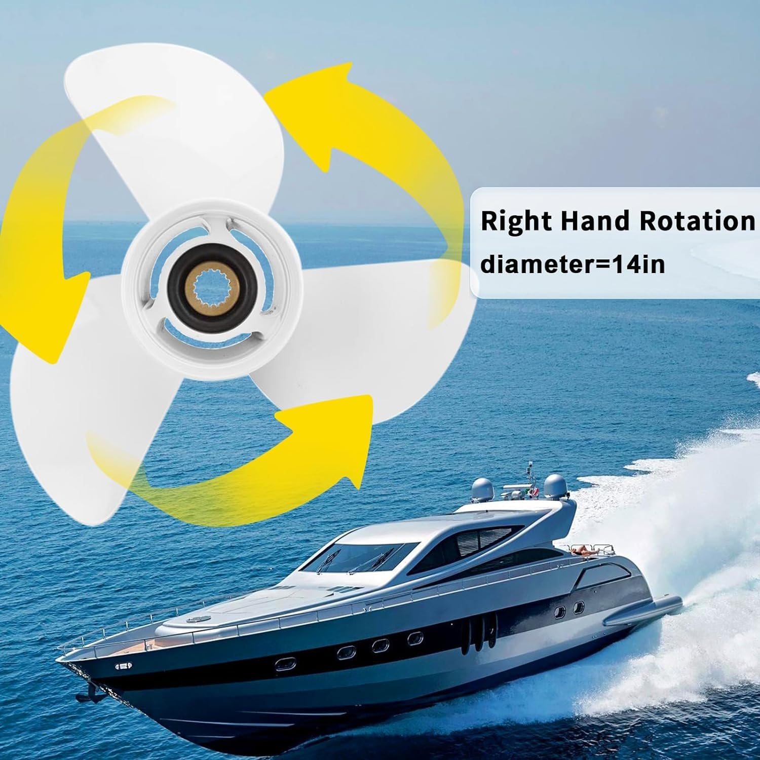 VIF Aluminum Boat Propeller for Yamaha 60HP-130HP Outboard Engines - 15 Tooth RH - High Performance Marine Replacement Part for Smooth Sailing & Fishing Adventures