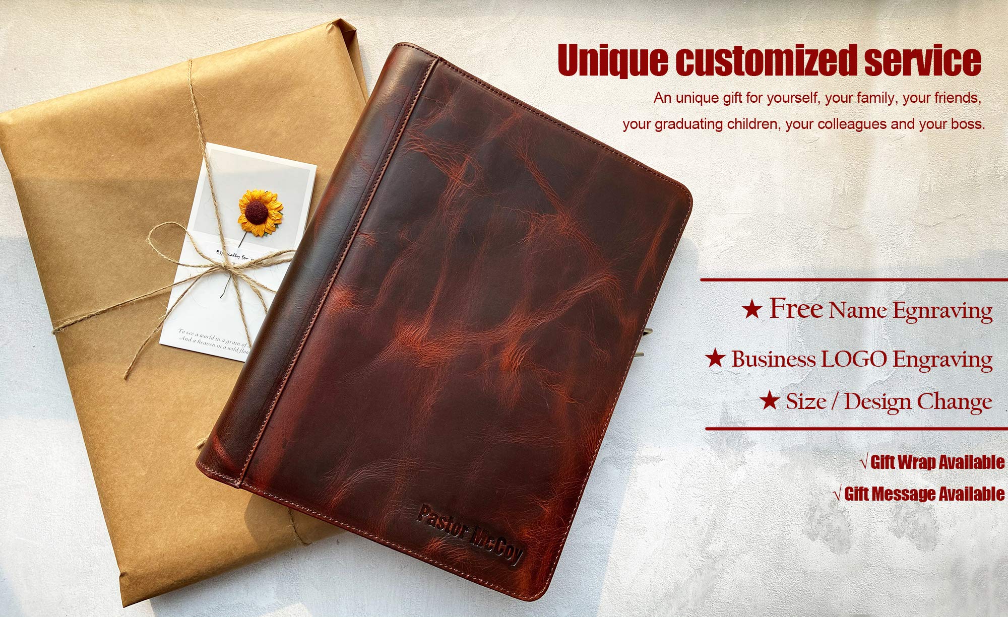 Premium Leather Business Portfolio - Professional Zippered Folio Folder for Resume & Legal Pad | A4 Notebook Organizer | Oil Wax Finish | Ideal Office Gift for Men & Business Professionals | Perfect for Job Interviews, Client Meetings & Corporate Events