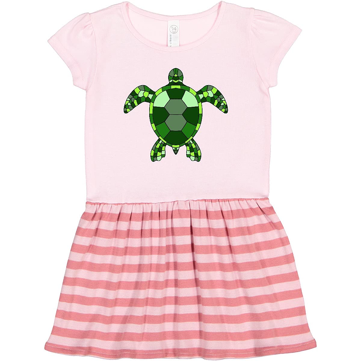 Inktastic Mosaic Green Turtle Toddler Dress - Cute & Comfortable Girls' Outfit for Beach, Summer & Casual Wear | Eco-Friendly & Soft Cotton Fabric