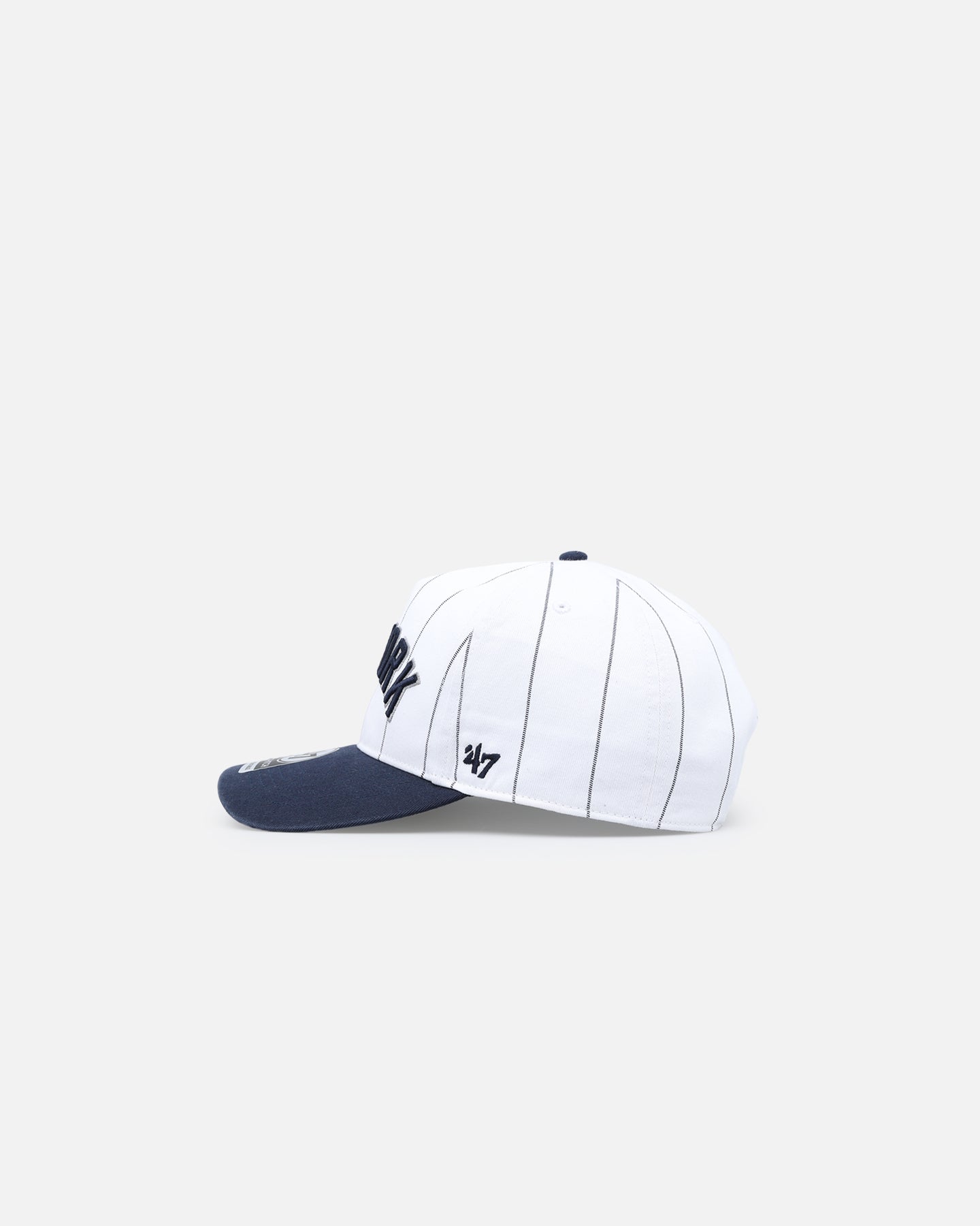 New York Yankees '47 Brand Double Header Pinstripe Snapback Hat - White Adjustable Hitch Back Cap for Baseball Fans & Streetwear Fashion | Game Day & Casual Wear