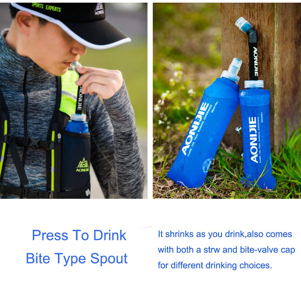 AONIJIE 2 Pack 500ml Collapsible Water Bottle for Running Hiking Cycling - Portable Hydration for Outdoor Sports