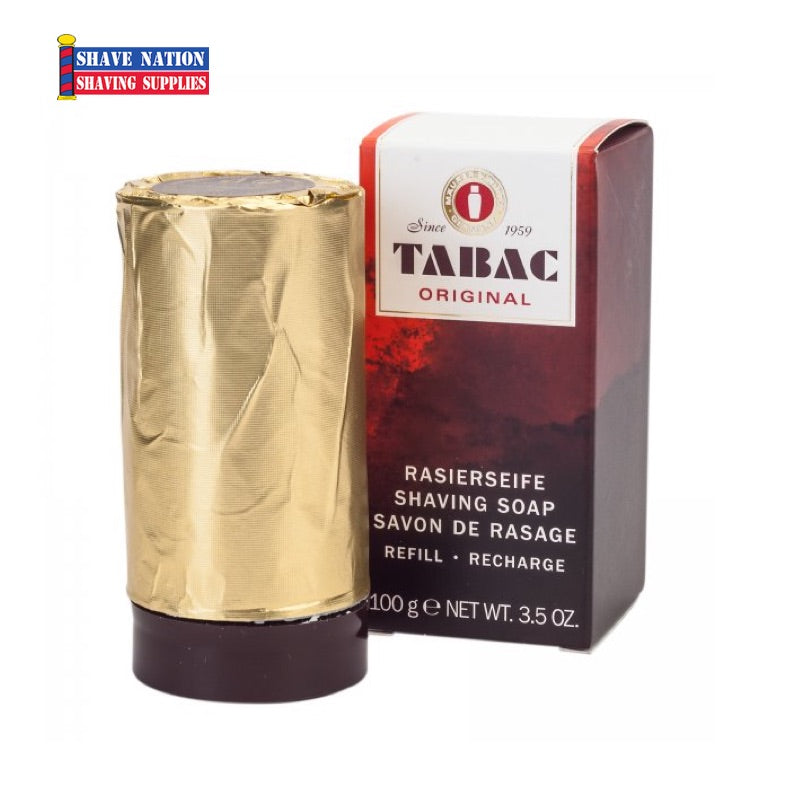 Tabac Original Shaving Soap Stick Refill - 100g Bar for Men's Wet Shaving - Perfect for Travel & Home Grooming Routine