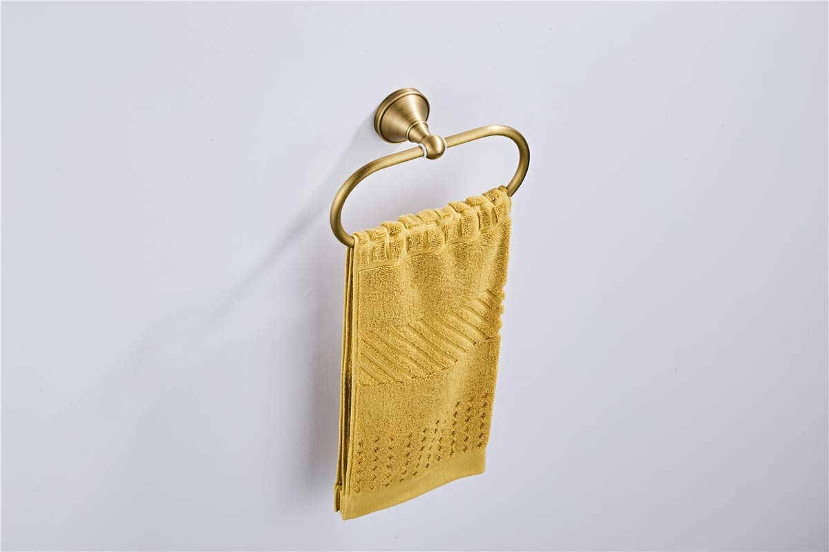 Flybath 3-Piece Bathroom Set - Toilet Paper Holder, Towel Ring & Hook in Antique Brass for Wall Mounting
