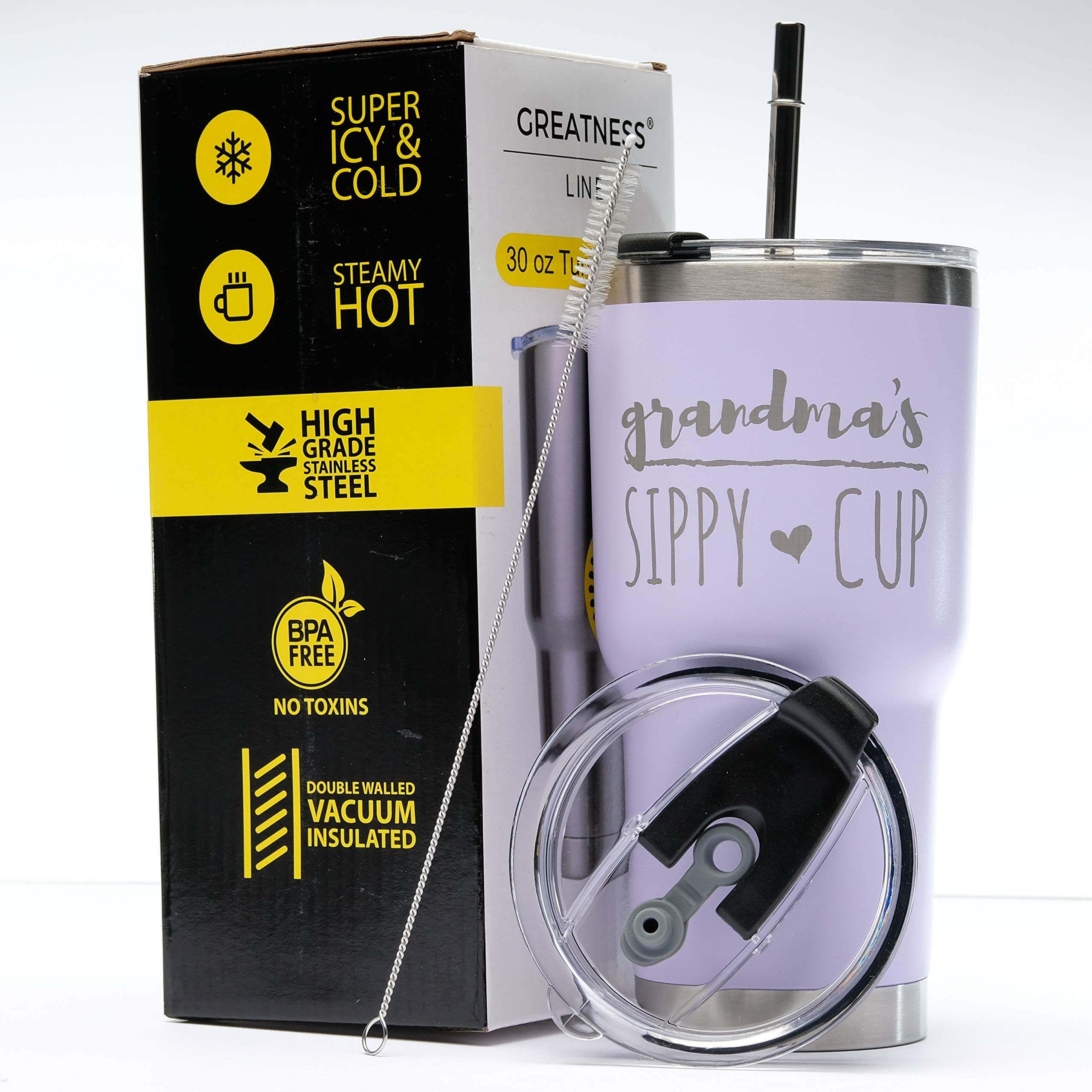 Grandma's 30oz Stainless Steel Tumbler - Vacuum Insulated for Hot/Cold Drinks