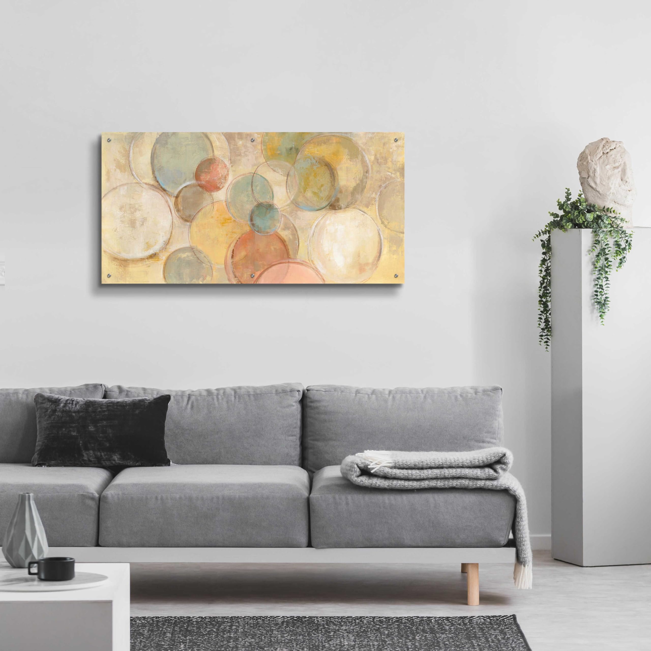 Epic Art 'Fresco Bubbles' by Silvia Vassileva - 48x24 Inch Acrylic Glass Wall Decor, Modern Abstract Painting for Living Room, Bedroom & Office