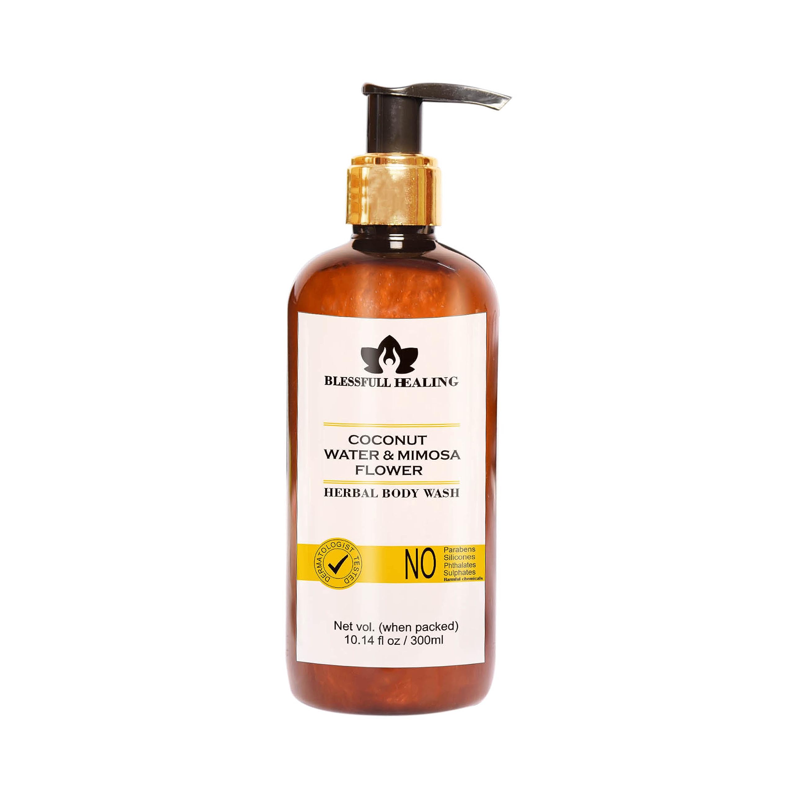 Luxury Coconut Water & Mimosa Flower Herbal Body Wash 300ml - Hydrating & Aromatherapy Shower Gel for Dry Skin - Perfect for Spa Days & Relaxing Baths