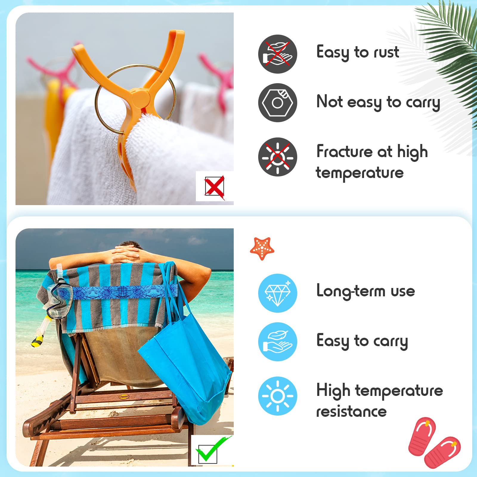 8 Pack Large Windproof Elastic Towel Bands for Beach Chairs - 15.75