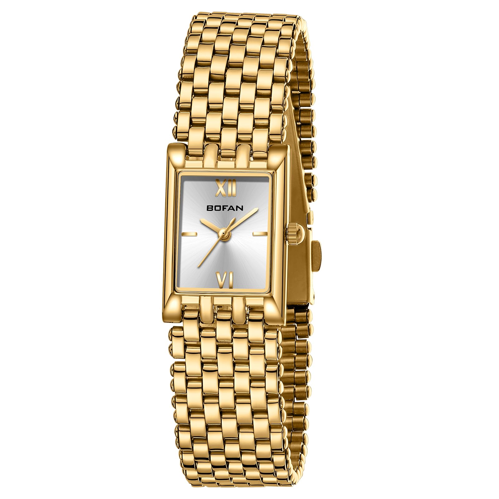 Luxury Gold Watches for Women - Stainless Steel Quartz Wristwatch with Square Dial, Waterproof & Adjustable Bracelet (Includes Band Tool) - Perfect for Casual Wear, Office & Special Occasions