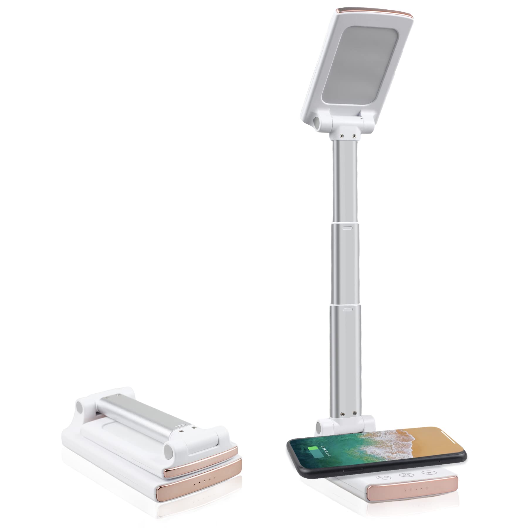 BIFTU LED Desk Lamp with Wireless Charger & USB Port - Touch Control, Foldable, Dimmable Eye-Caring Office Light (4 Brightness Levels & 3 Modes) - Perfect for Home Office, Study, Reading & Nightstand Use