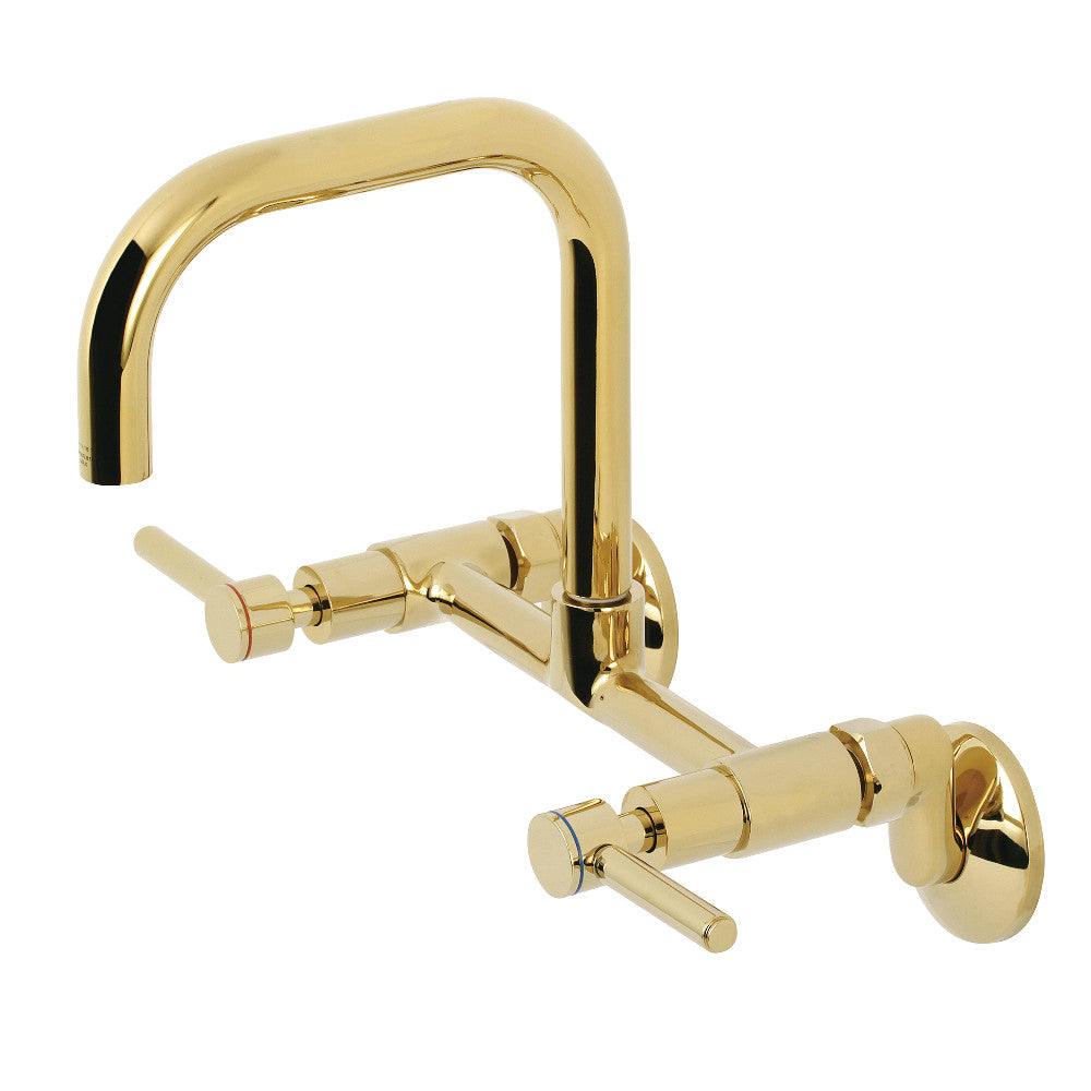 Kingston Brass Concord 8 Inch Adjustable Wall Mount Kitchen Faucet - Single Handle Pull Down Sprayer for Modern Farmhouse & RV Use