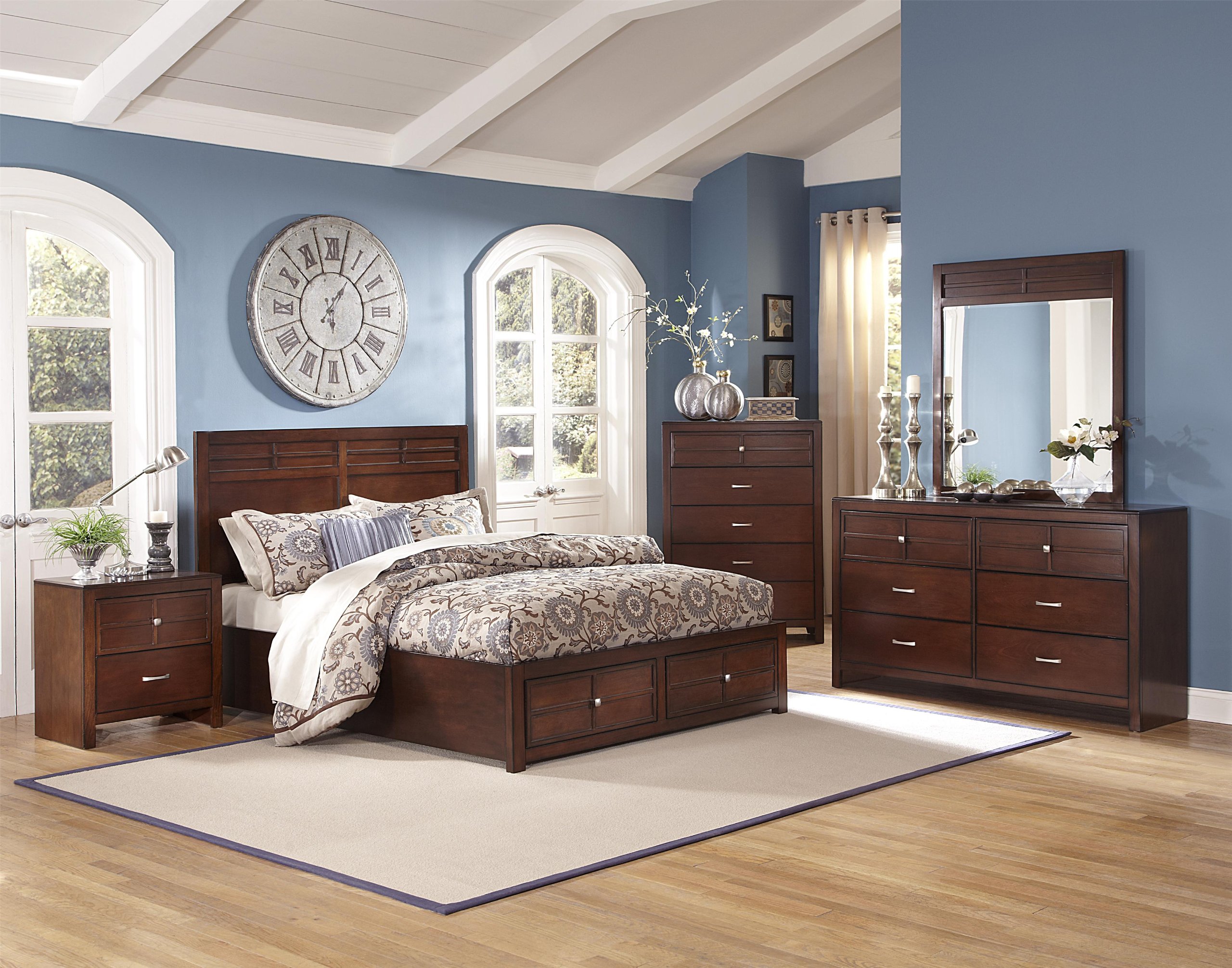 Stylish Kensington Bedroom Set - Queen Size Bed, Nightstand, Dresser & Mirror | Perfect for Master Bedrooms, Guest Rooms & Small Apartments
