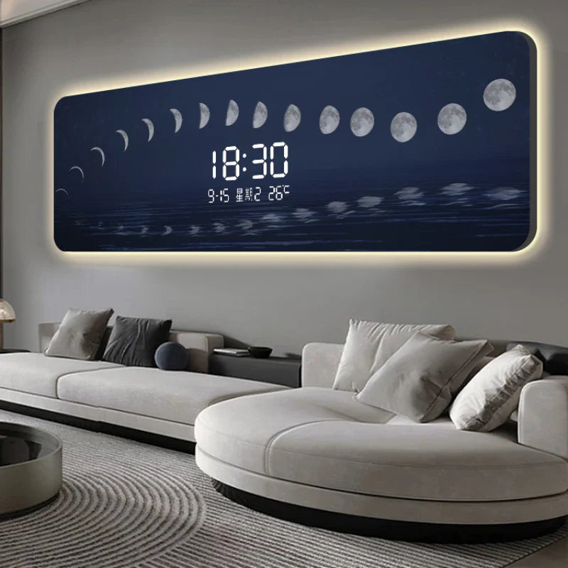 Starry Sky Digital Wall Clock with LED Display - Modern Bedroom, Living Room, Office Decor - Easy to Read Time at Night for Kids and Adults