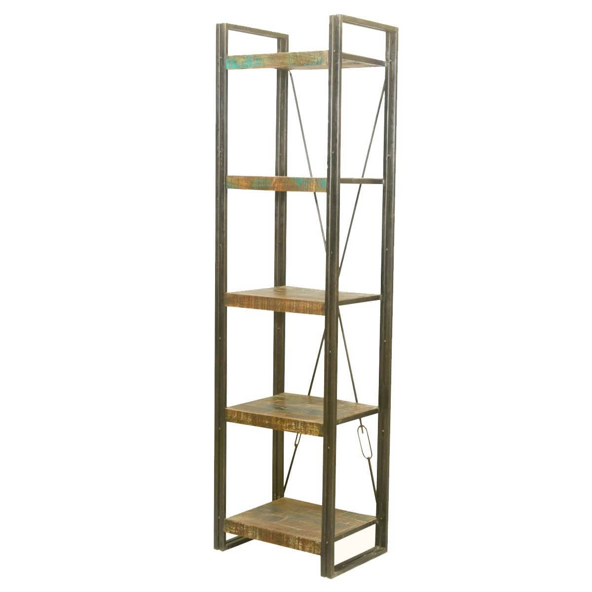 Foxfield 5-Tier Open Shelf Rustic Reclaimed Wood Bookcase - Farmhouse Style Storage for Living Room, Bedroom, or Office