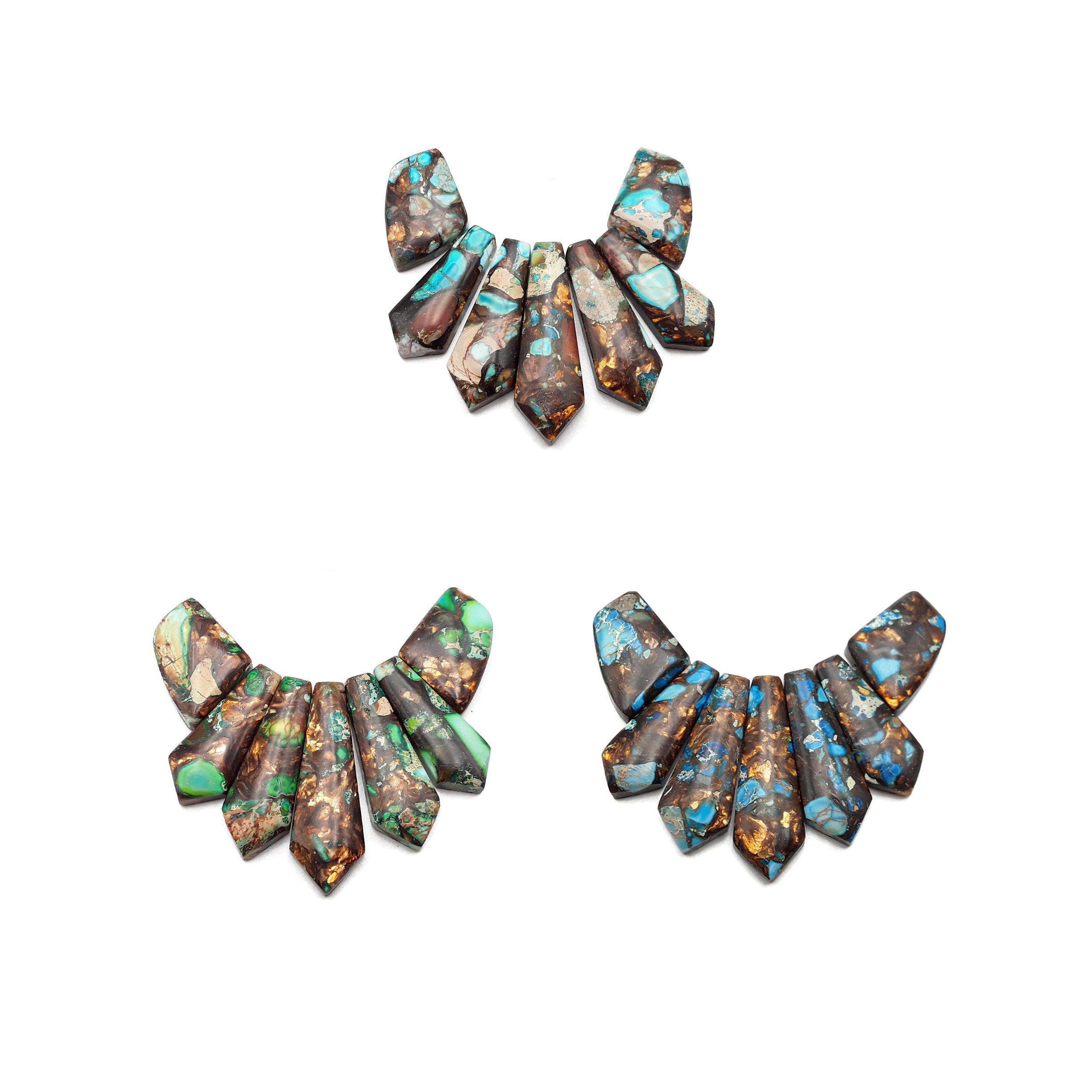Blue & Green Bronzite Impression Jasper Graduated Arrow Beads 15x35mm & 15x45mm - Perfect for Jewelry Making, DIY Bracelets, Necklaces & Spiritual Healing Crafts
