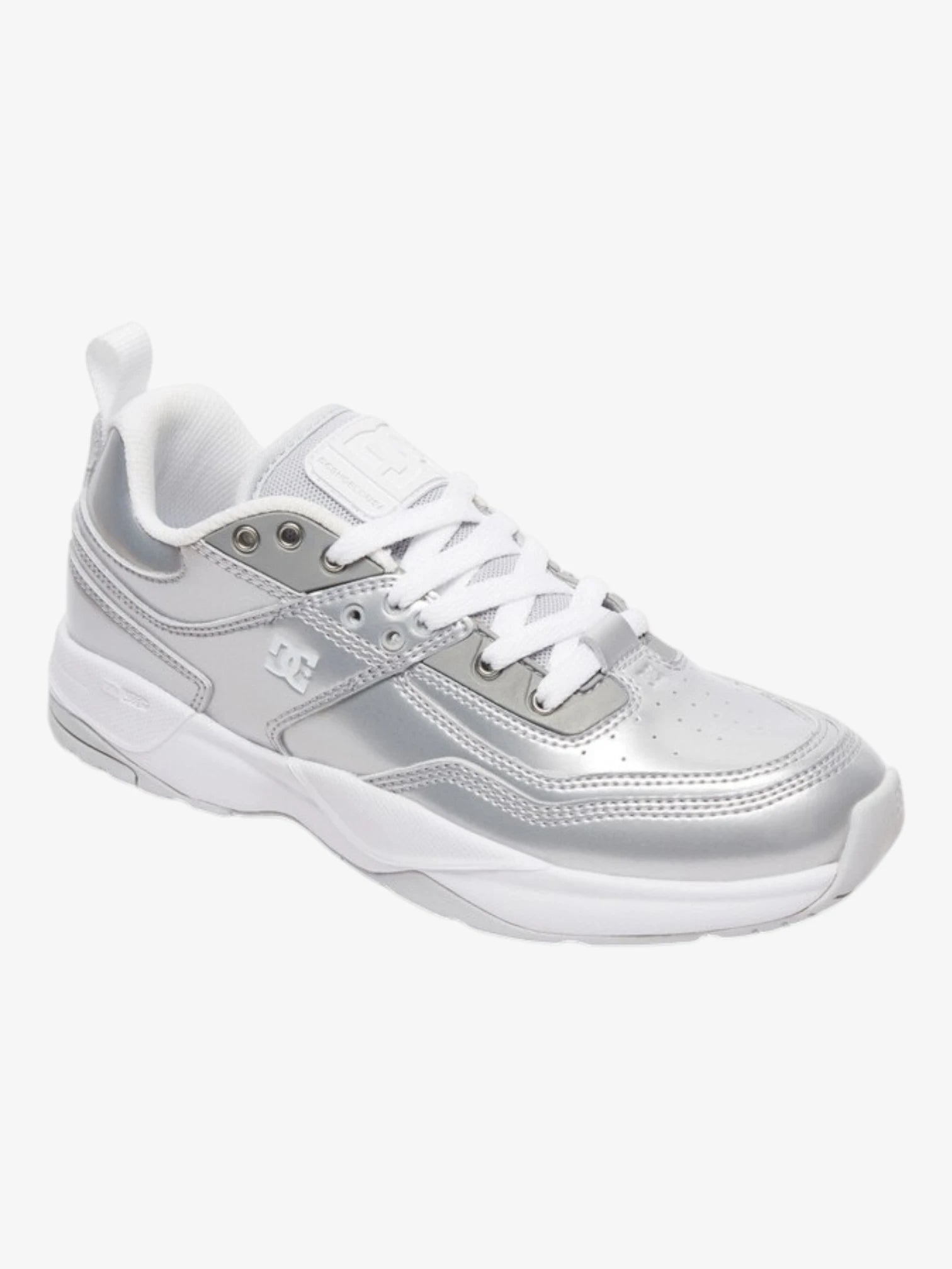 DC E Tribeka SE Women's Metallic Silver Sneakers - Stylish & Comfortable for Casual Wear, Running & Gym Workouts