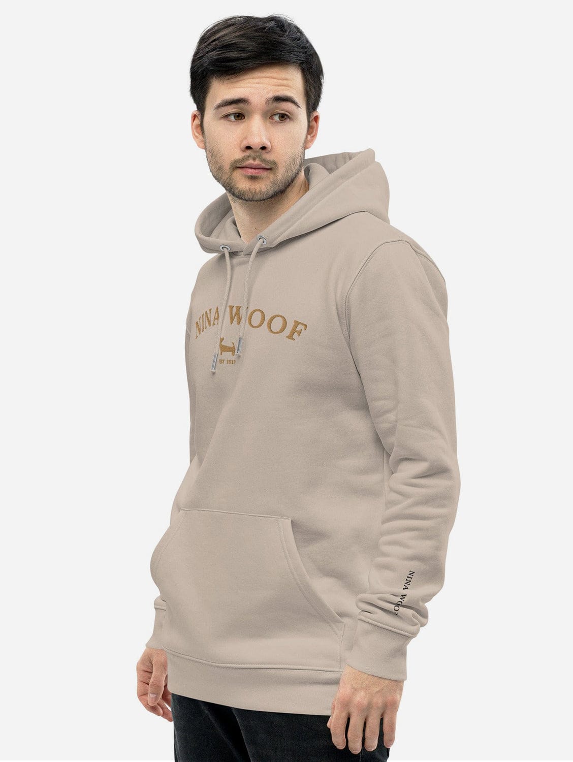 NW Varsity Unisex Organic Cotton Beige Embroidery Hoodie - Soft & Comfortable Pullover Sweatshirt for Men & Women | Multiple Colors | Casual Wear, Street Style, College Fashion