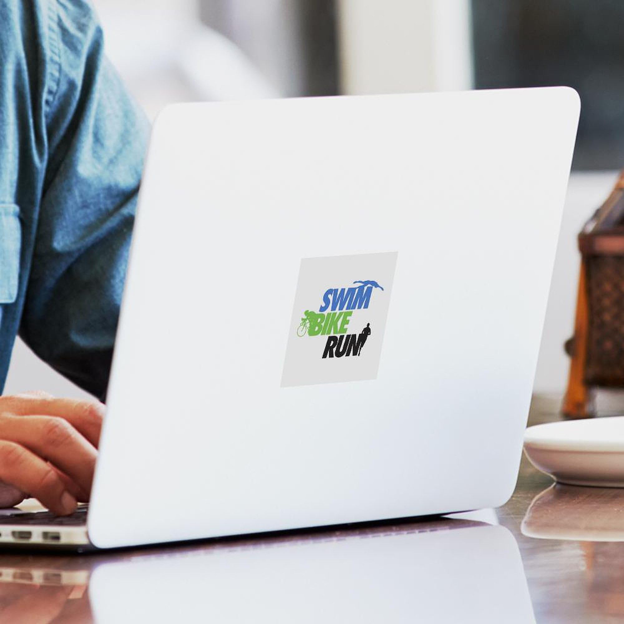 Swim Bike Run Square Sticker 3x3 Inch - Durable Bumper Sticker Car Decal for Triathletes, Cyclists & Runners - Perfect for Cars, Laptops, Water Bottles & Gym Equipment