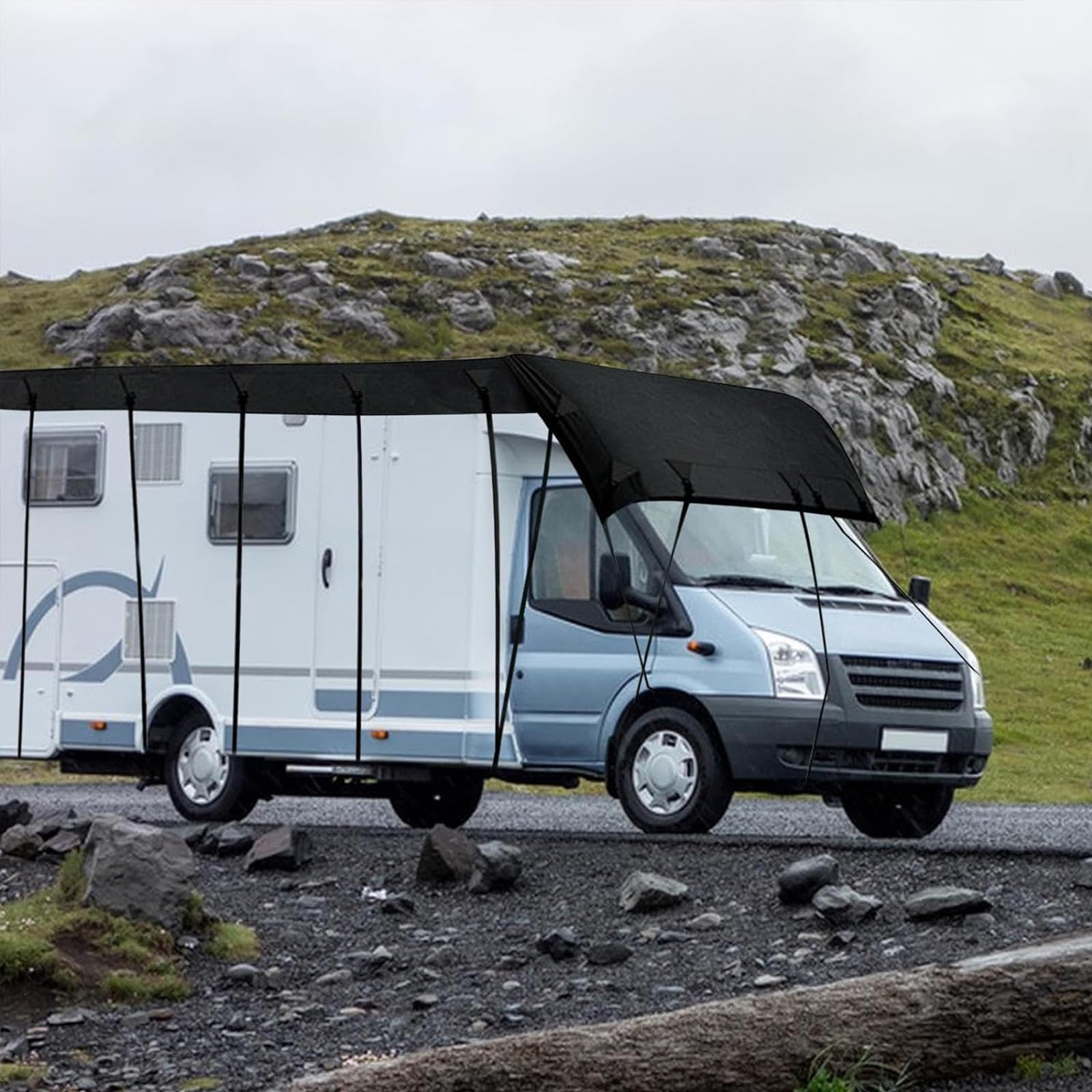 210D Oxford Waterproof RV Roof Cover - Foldable, Easy to Clean Camper & Utility Trailer Storage Cover (11m×3m, Grey) | Perfect for Outdoor Camping, Travel & Winter Protection