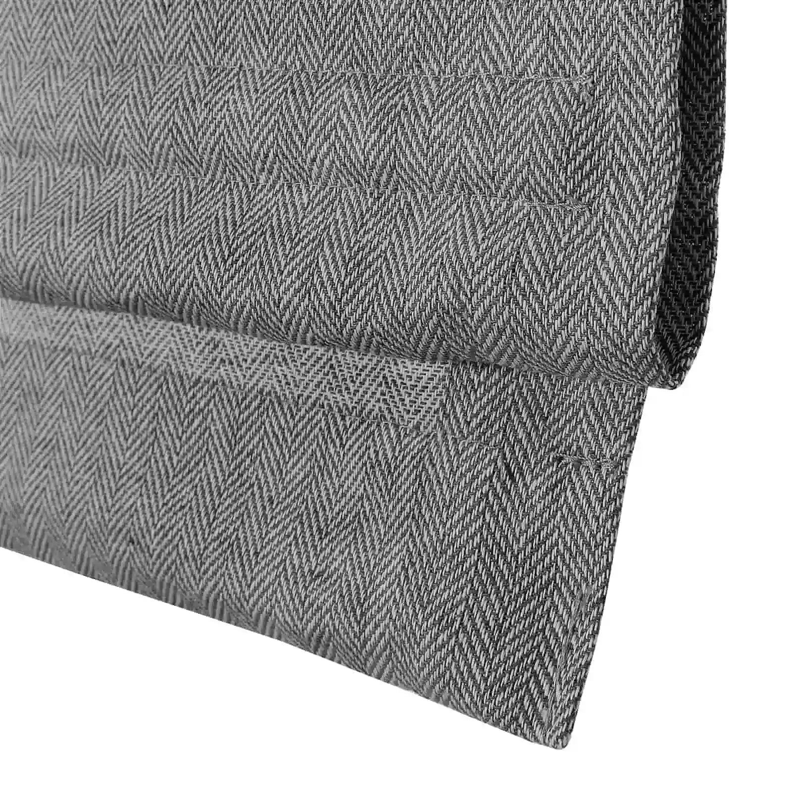 Ron Linen Cotton Herringbone Roman Shade - Cordless Window Treatment for Living Room, Bedroom & Office (Blackout/Sheer Options)