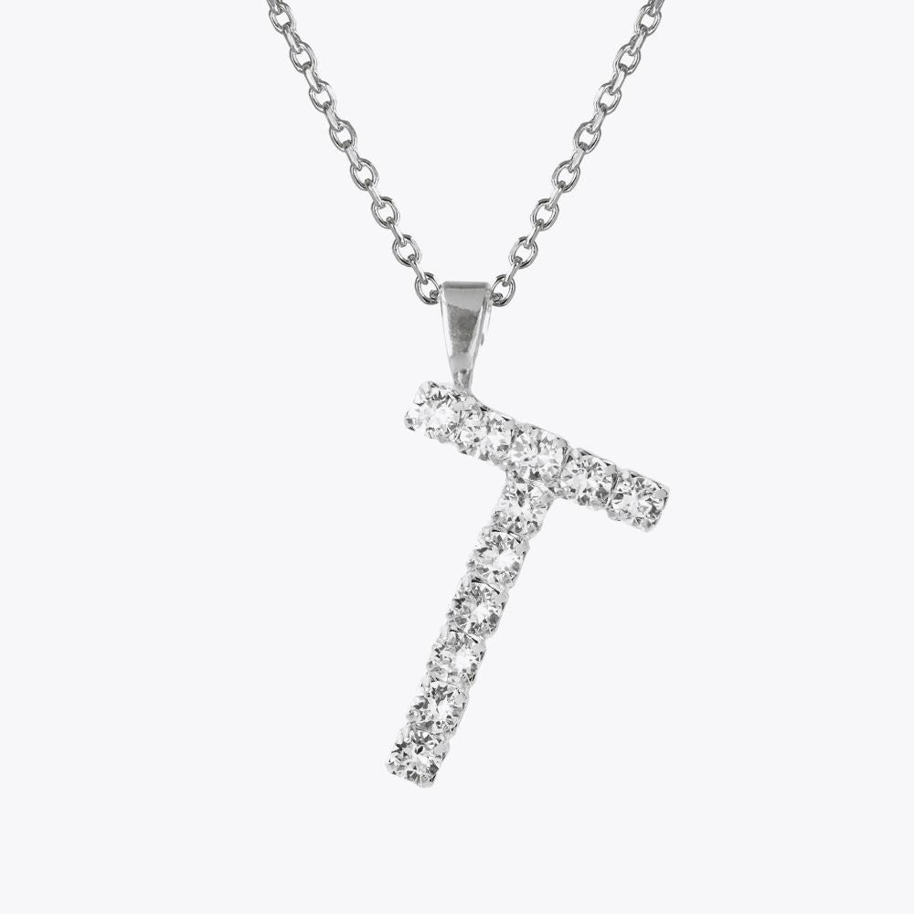 Crystal Letter T Necklace - Personalized Initial Pendant Jewelry for Women, Gift for Her, Birthday, Anniversary, Valentine's Day - Perfect for Everyday Wear & Special Occasions