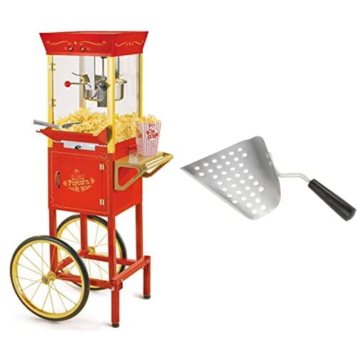 Nostalgia Retro Popcorn Maker Machine with Benchmark 42030 Aluminum Speed Scoop - Perfect for Movie Nights, Parties & Home Theater Snacks