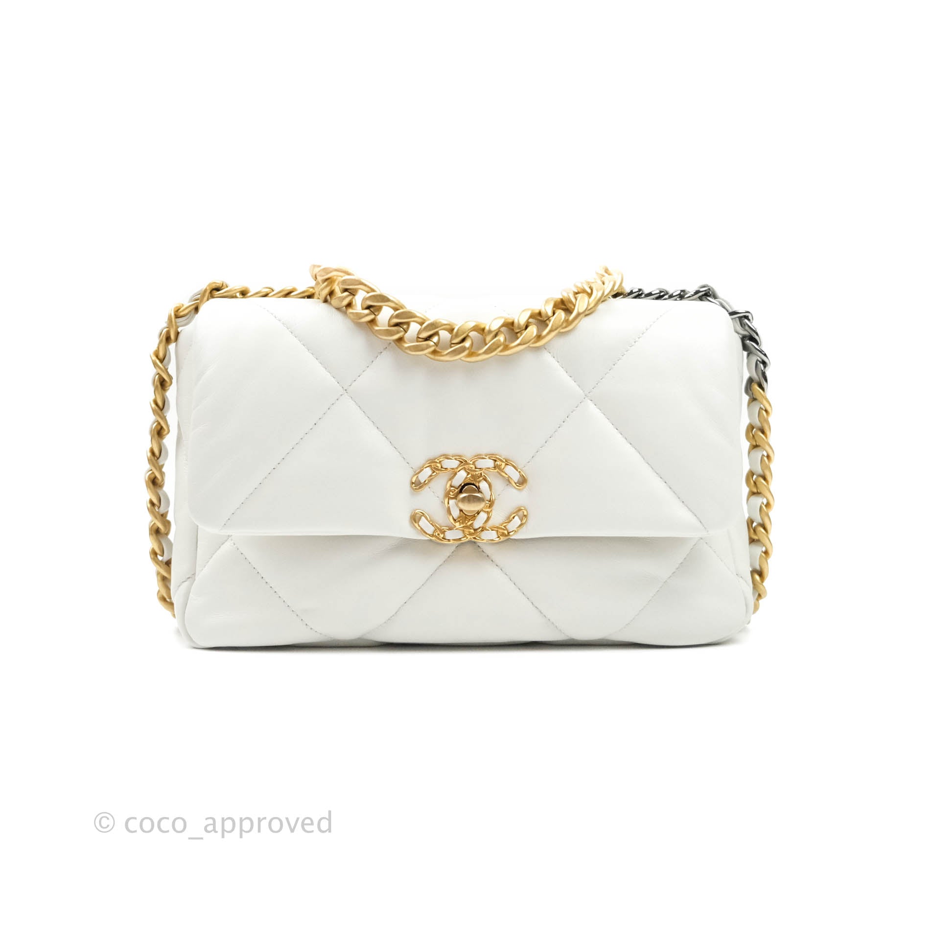 Chanel 19 Small Handbag in White with Mixed Hardware - Luxury Designer Shoulder Bag for Women, Perfect for Date Night & Special Occasions
