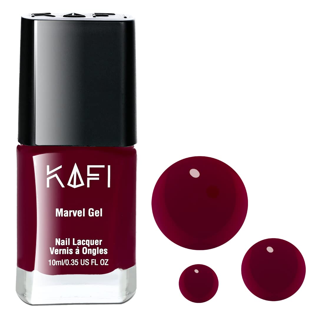 KAFI Burgundy Red Gel Nail Polish - Vegan & Cruelty-Free Nail Lacquer, No UV Light Needed, High Shine & Long Lasting, 12-Free Non-Toxic Formula (10ml) - Perfect for Salon, Home Manicures & Special Occasions | Made in Luxembourg