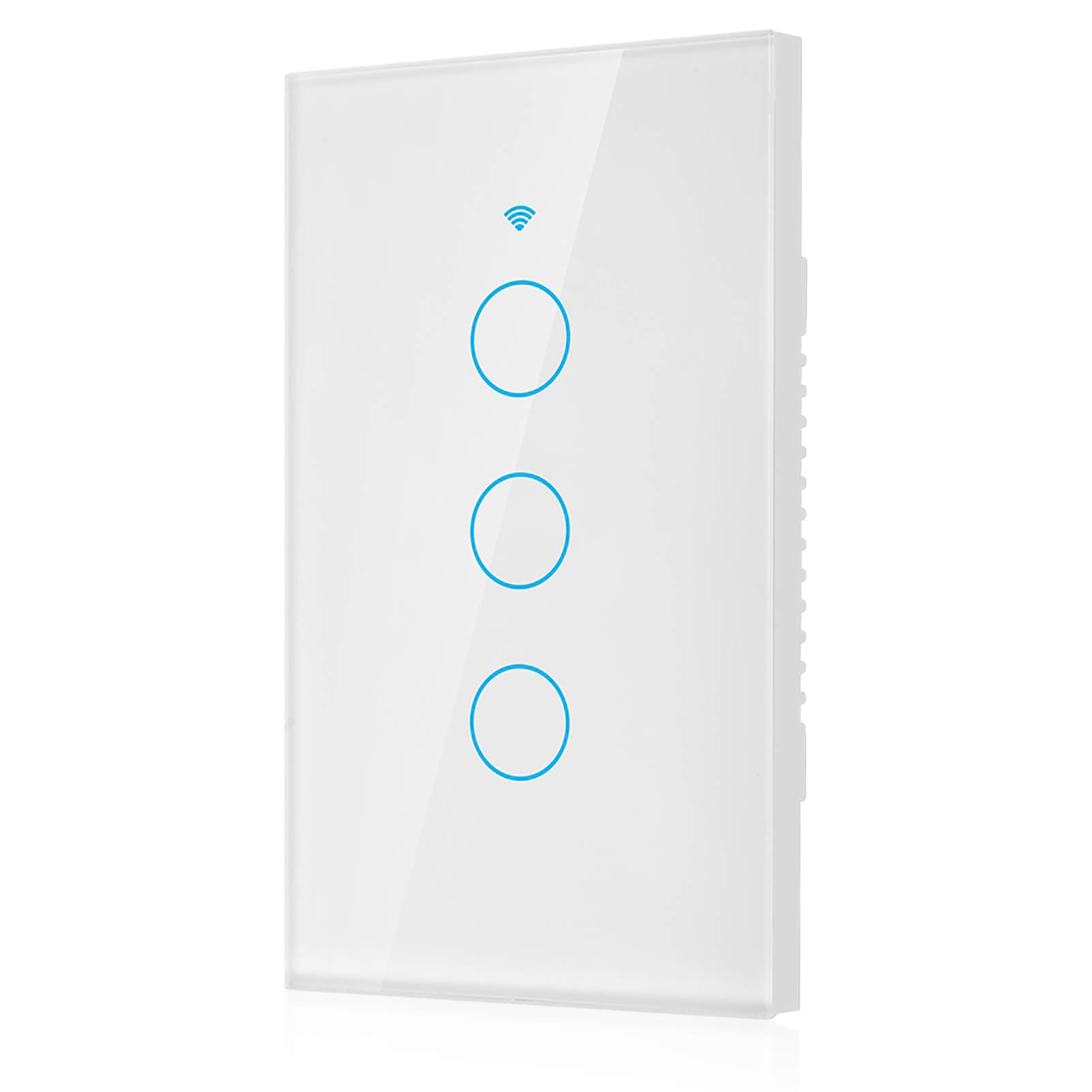 3-Way Smart Light Switch with Remote & Voice Control - Compatible with Google Home & Siri - Wall Mounted Single Circle Design (US White) - Perfect for Home Automation & Smart Lighting Systems