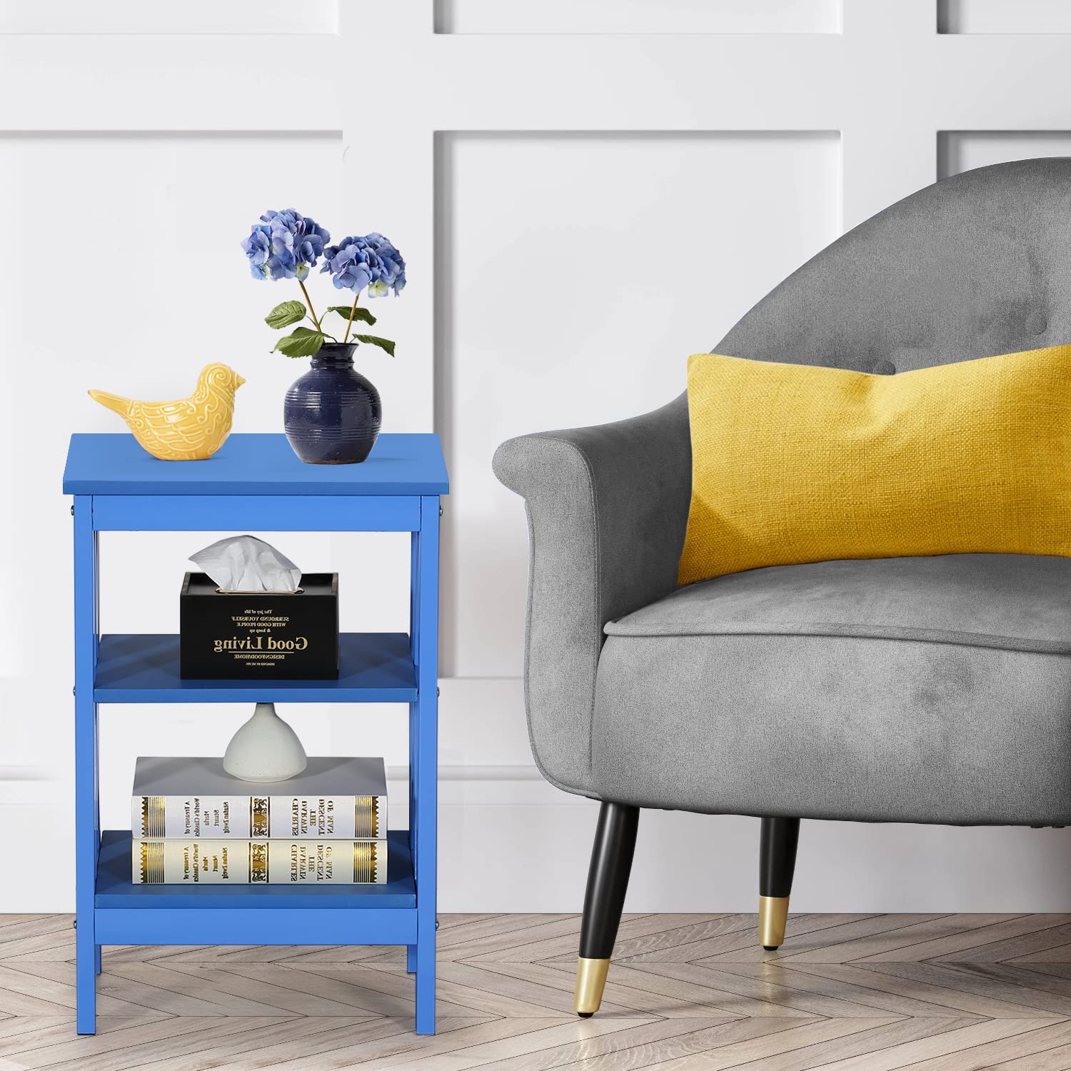 VECELO Modern Nightstand with Storage Shelf - X-Design Bedside Table for Bedroom & Living Room - Compact End Table with Drawer for Small Spaces - Perfect for Storing Books, Lamps & Bedroom Essentials