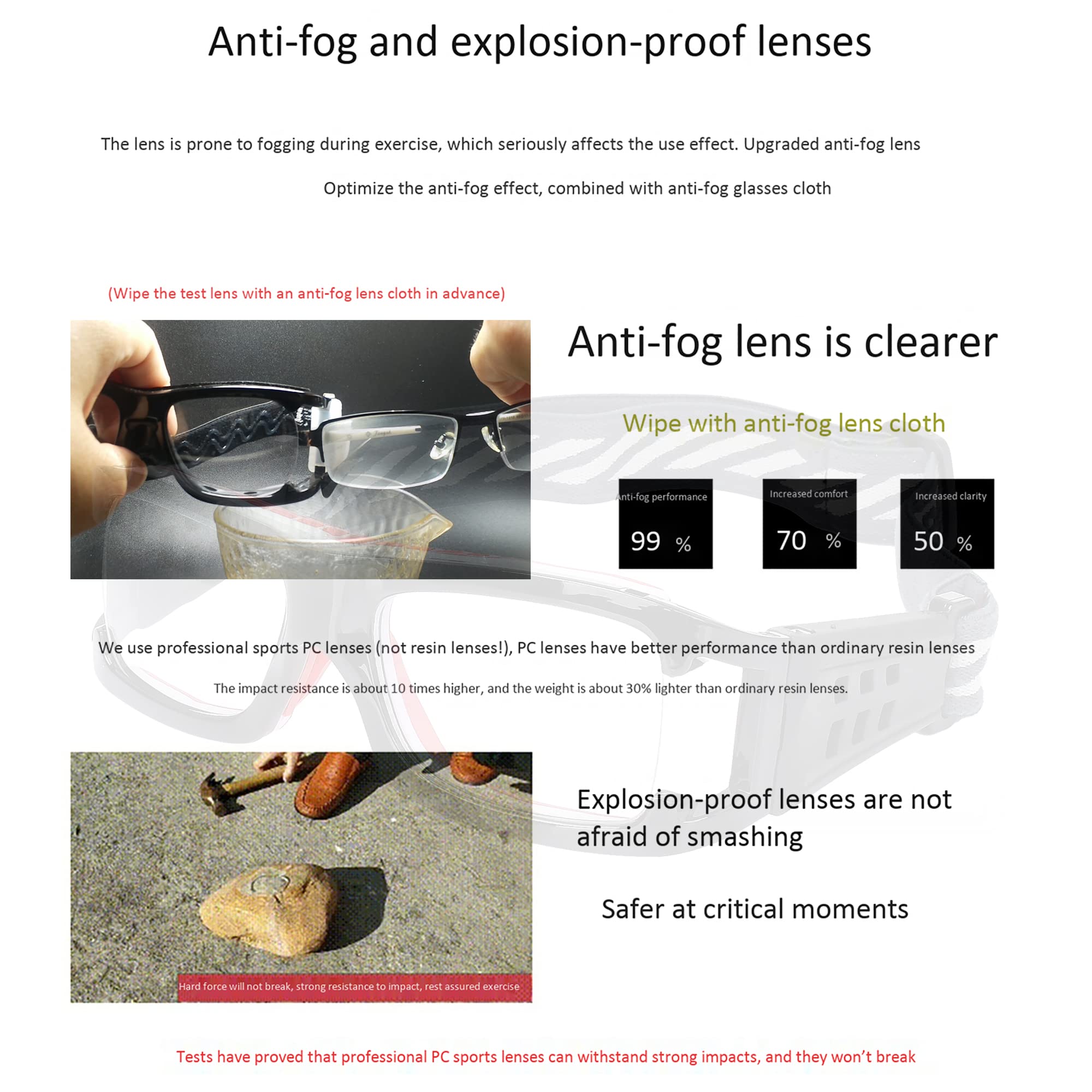 Sports Protective Eyewear Goggles for Basketball, Soccer & Outdoor Activities - Safety Glasses with Replaceable Prescription Lenses - Perfect for Athletes & Active Lifestyles