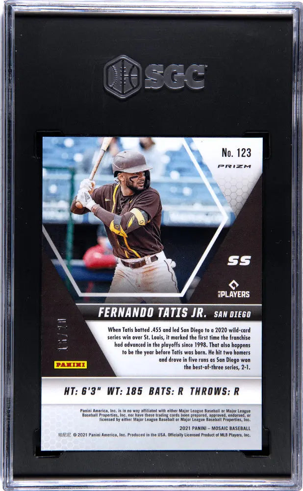 2021 Panini Mosaic Baseball Fernando Tatis JR. Pink Quick Pitch Prizm SGC 9/20 - Rare Baseball Card for Collectors & Investors - Perfect for Display, Trading, and Sports Memorabilia Collections