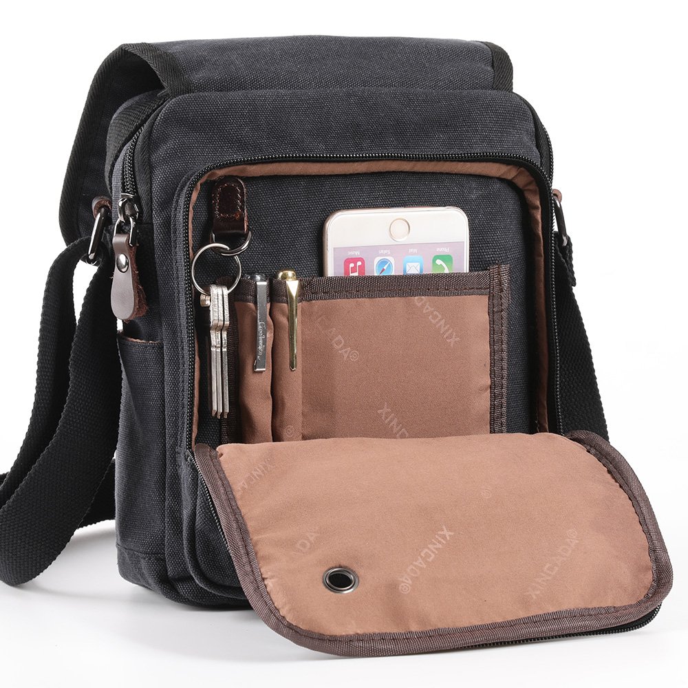 XINCADA Men's Canvas Messenger Bag - Durable Crossbody Shoulder Bag for Work, Business & Travel - Stylish Laptop Purse for Professionals & Commuters