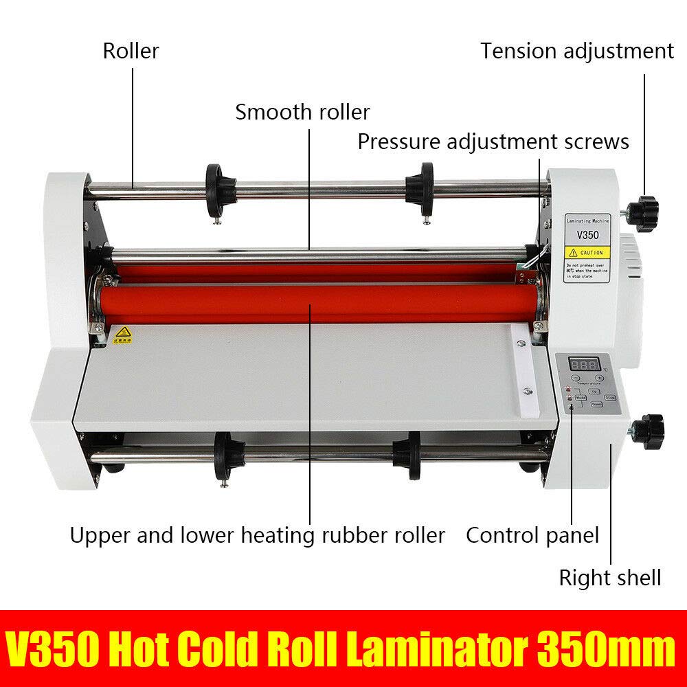 V350 13-Inch Hot & Cold Roll Laminator Machine with Digital Temperature Control - 4 Rollers Thermal Laminating for Home, Office & School - Perfect for Documents, Photos, ID Cards & Craft Projects