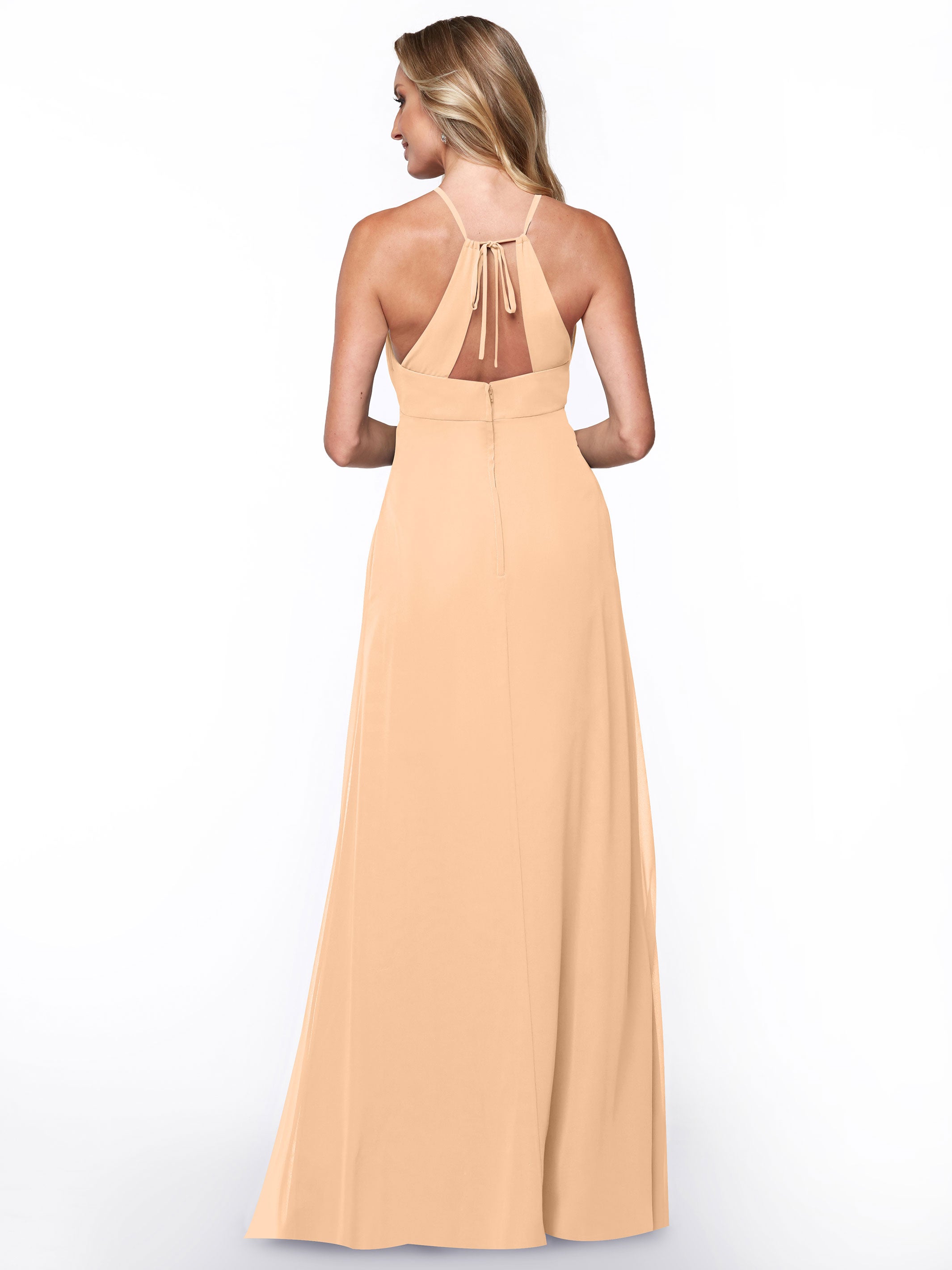 Elegant A-Line Chiffon Bridesmaid Dress with Keyhole Halter Neckline - Perfect for Weddings, Formal Events & Special Occasions