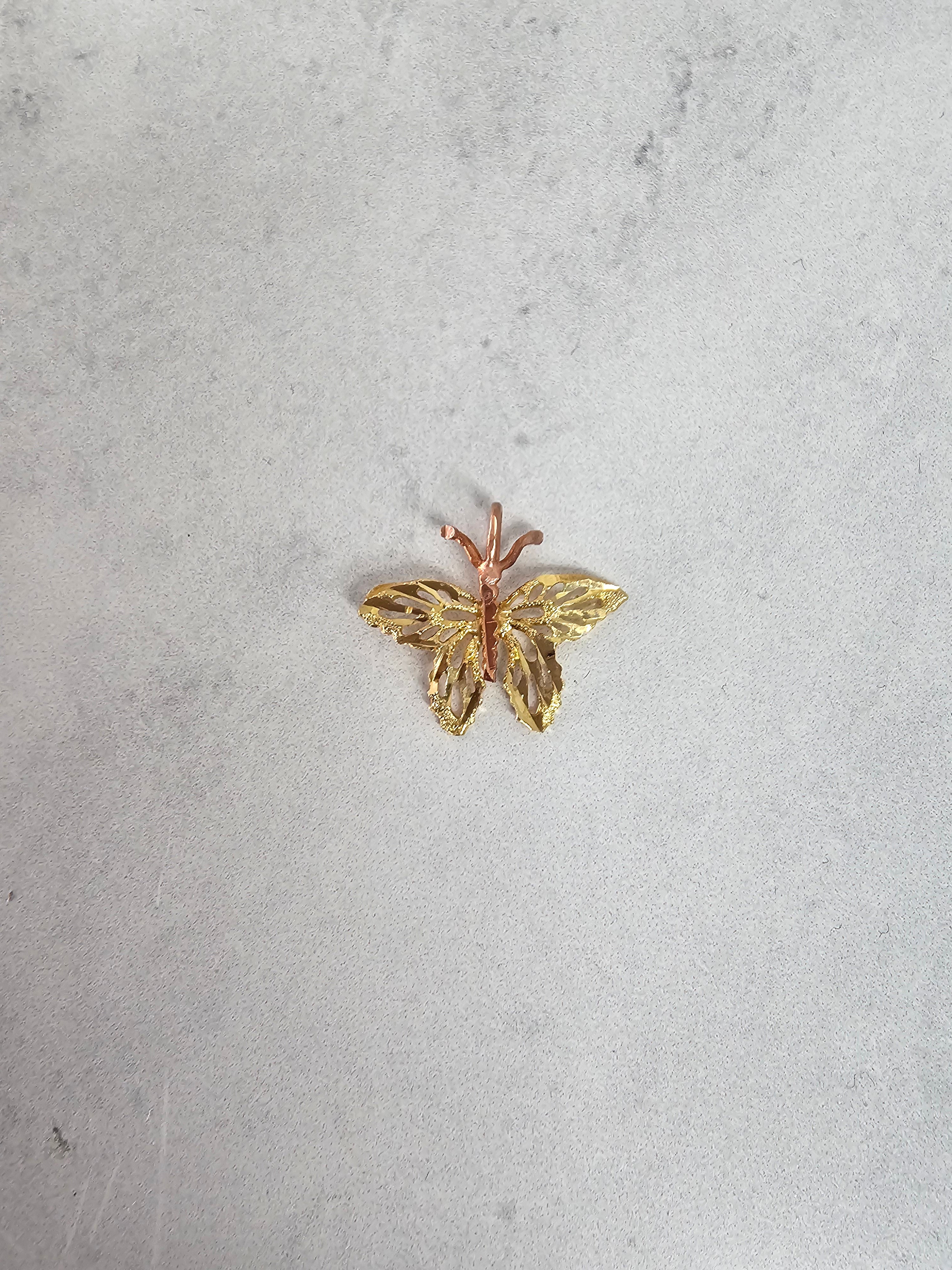 Elegant Multi-Tone Gold Butterfly Necklace with Diamond Cuts - Perfect for Women's Jewelry Gifts, Special Occasions & Everyday Wear