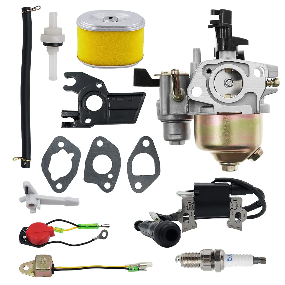 Honda GX120 GX140 GX160 GX200 Carburetor Replacement Kit with Air Filter, Ignition Coil & Spark Plug - Compatible with 5.5HP 6.5HP Engines (Fits 16100-ZE1-825 16100-ZH8-W61) - Perfect for Small Engine Repair, Lawn Mower & Power Equipment Maintenance