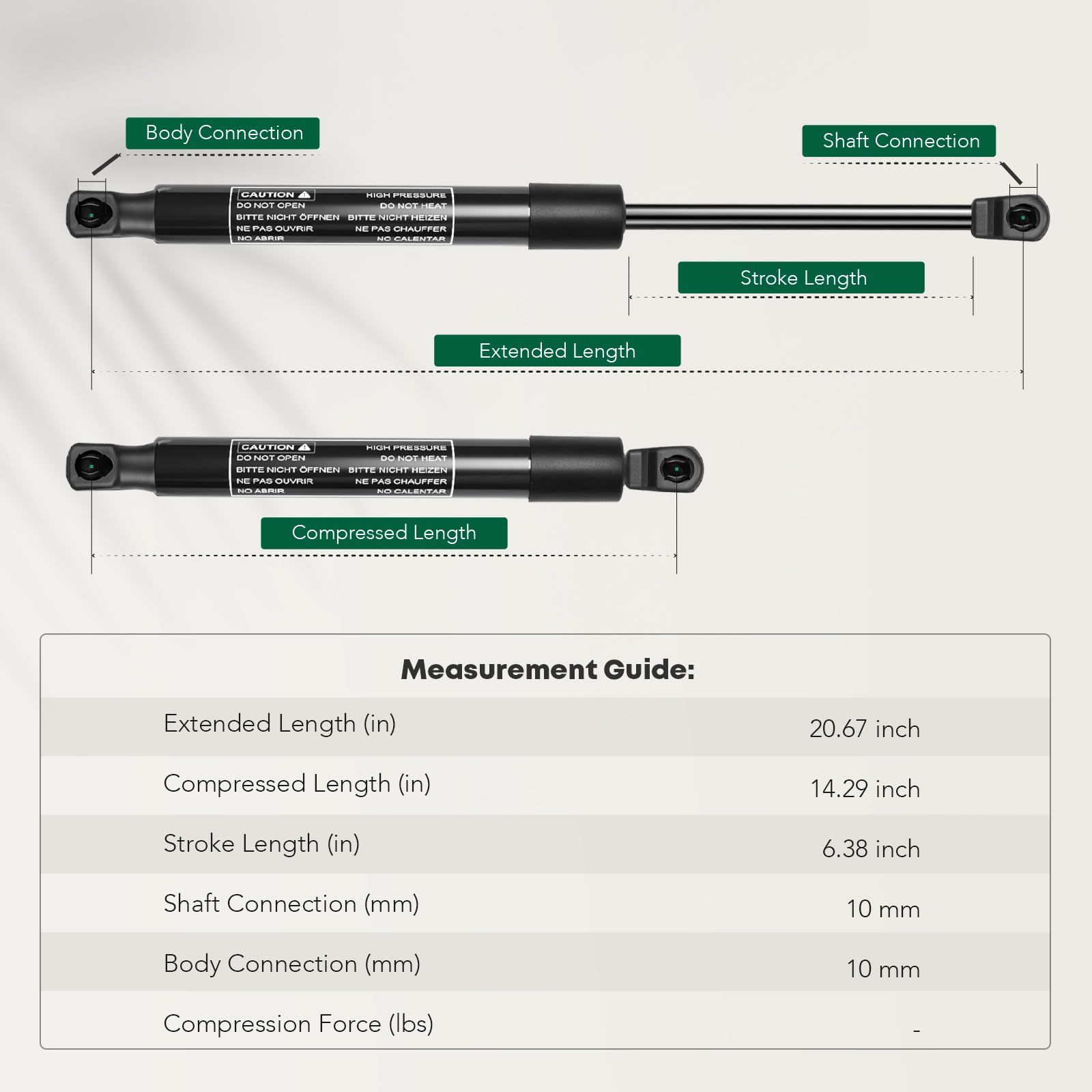 YHTAUTO Rear Hatch Gas Struts Shocks Replacement for Jeep Compass 2007-2017 & Patriot 2017 - Set of 2 Lift Supports - Easy Installation, Durable Performance for Smooth Trunk Access