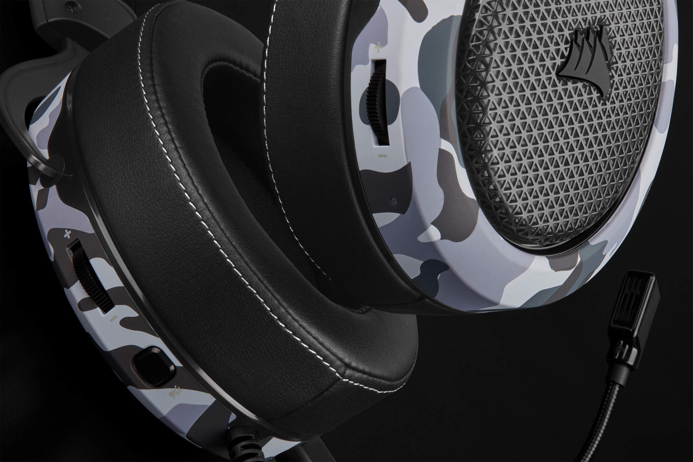 Corsair HS60 HAPTIC Gaming Headset with Taction Technology - Stereo Sound, Adjustable Memory Foam Ear Cushions, Detachable Mic (Camo) - Perfect for PC, PS4, Xbox Gaming & Streaming