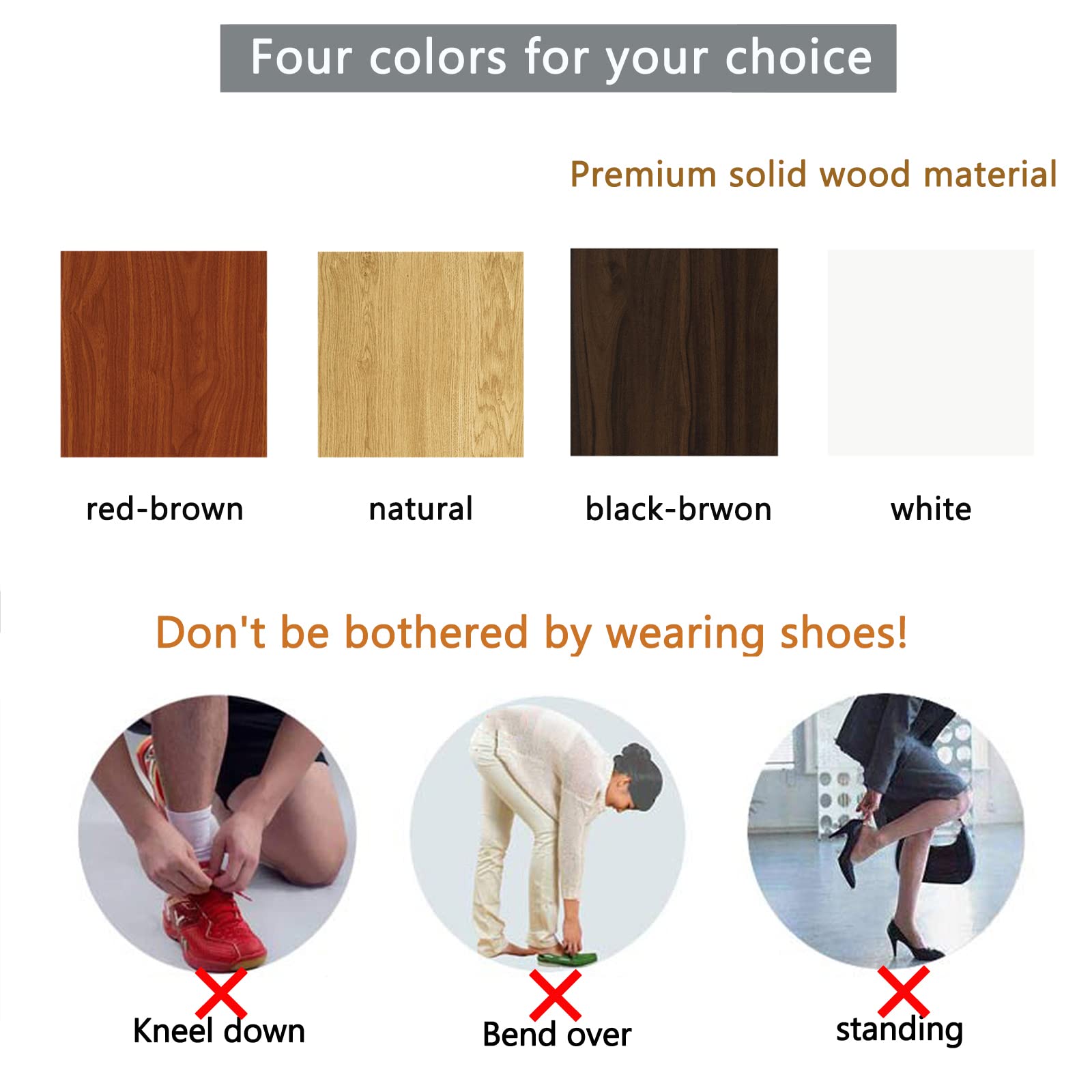 UQ Solid Wood Wall Mounted Entryway Shoe Bench - Foldable Stool Chair for Shoe Changing & Shower Seat - Ideal for Elderly, Kids & Adults (40x44x7cm/16x17x3in) - Perfect for Small Spaces, Entryways & Bathrooms