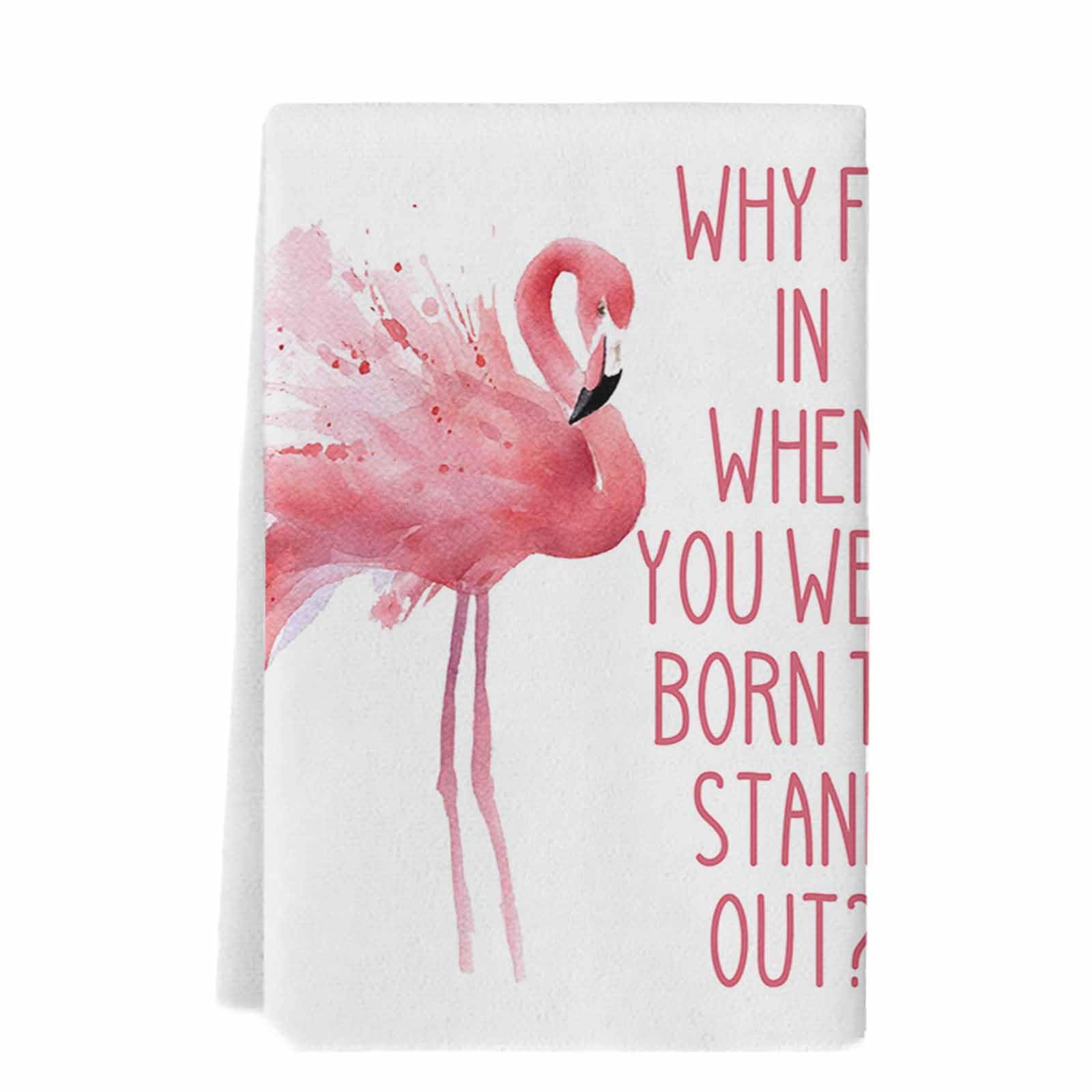 Pink Flamingo Kitchen Towels - Funny & Decorative Dish Towels for Kitchen, Absorbent Hand Towels for Bathroom & Home Decor | Watercolor Tropical Bird Tea Towels - Perfect Housewarming Gifts for Summer, Beach & Tropical Themed Kitchens