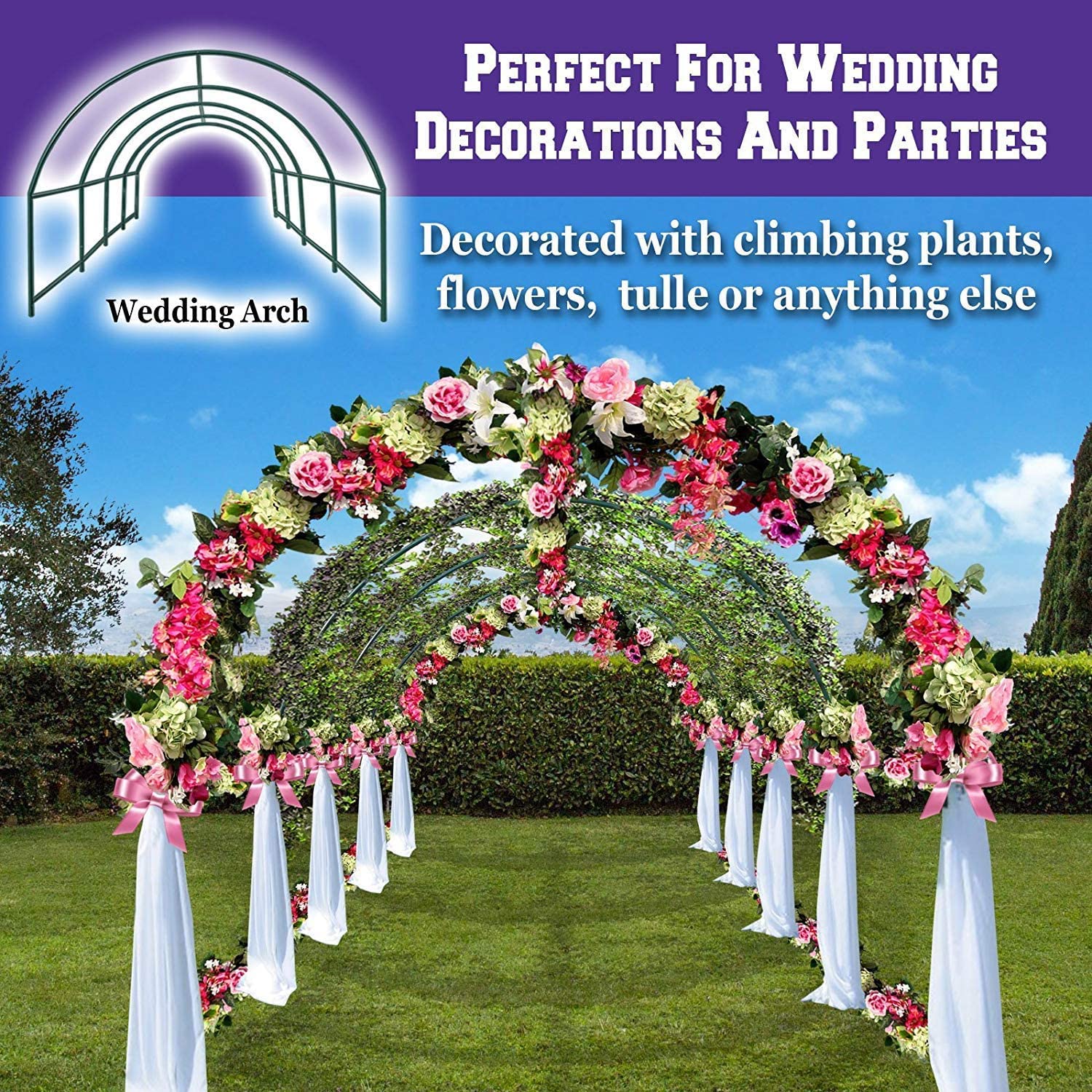 **YardGrow 16x7x7 FT Greenhouse Frame - Sturdy Garden House Support Arch for Climbing Plants, Flowers & Vegetables | Outdoor Use for Backyard, Patio & Gardening**
