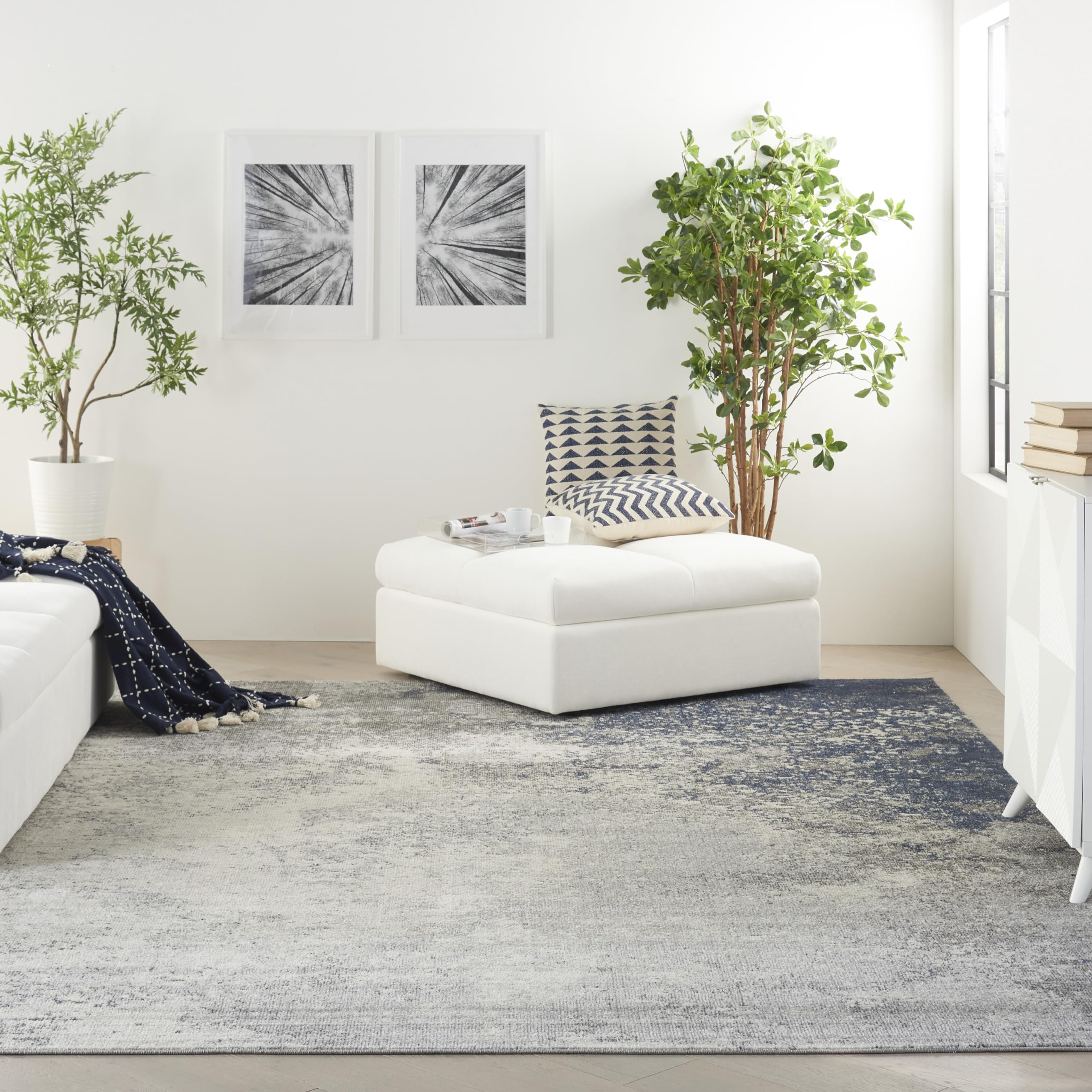 Nourison Passion Charcoal/Ivory 9' x 12' Area Rug - Modern Abstract Design, Easy Cleaning, Non-Shedding - Perfect for Bedroom, Living Room, Dining Room & Kitchen Decor (9x12)