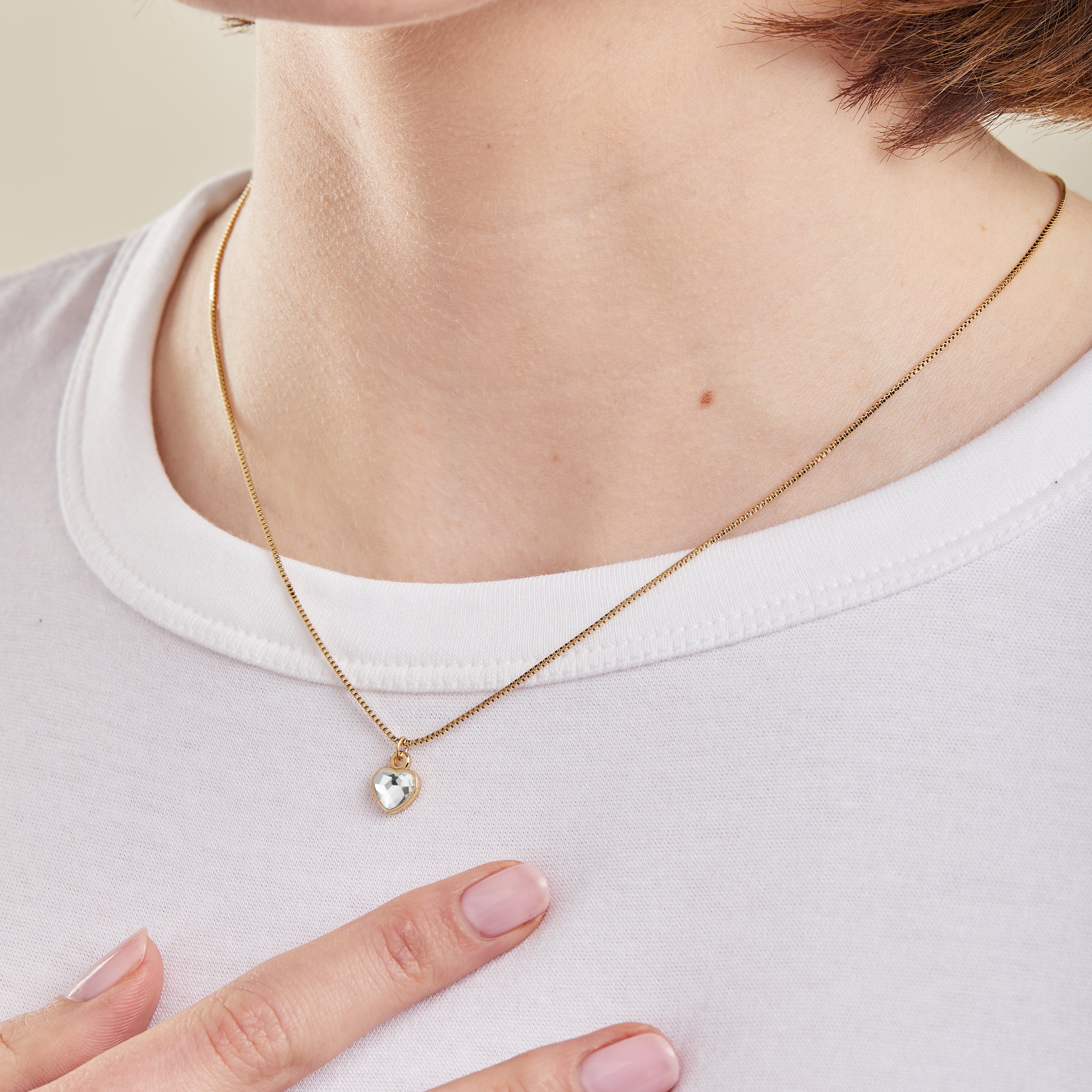 April Birthstone Clear Crystal Heart Necklace - Elegant Jewelry Gift for Women, Girls, Mothers Day, Anniversary & Valentine's Day