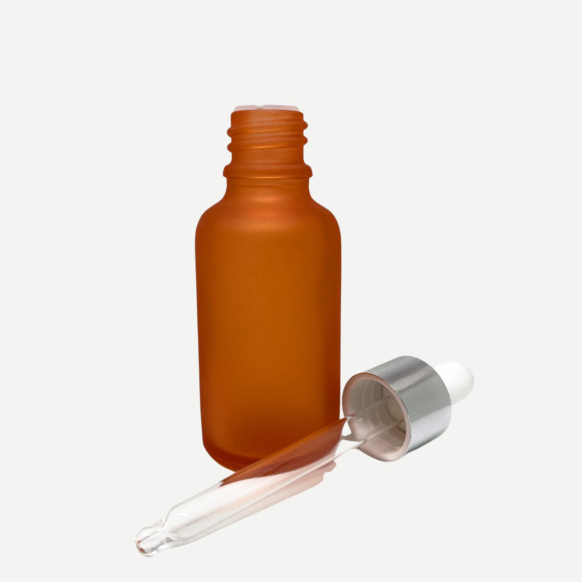 EARTH BERRY 30ml/g Orange Glass Dropper Bottle with Silver Ring & White Silicone Teat - Pack of 3 | Empty Essential Oil Bottles | Glass Containers for DIY, Aromatherapy, and Liquid Storage