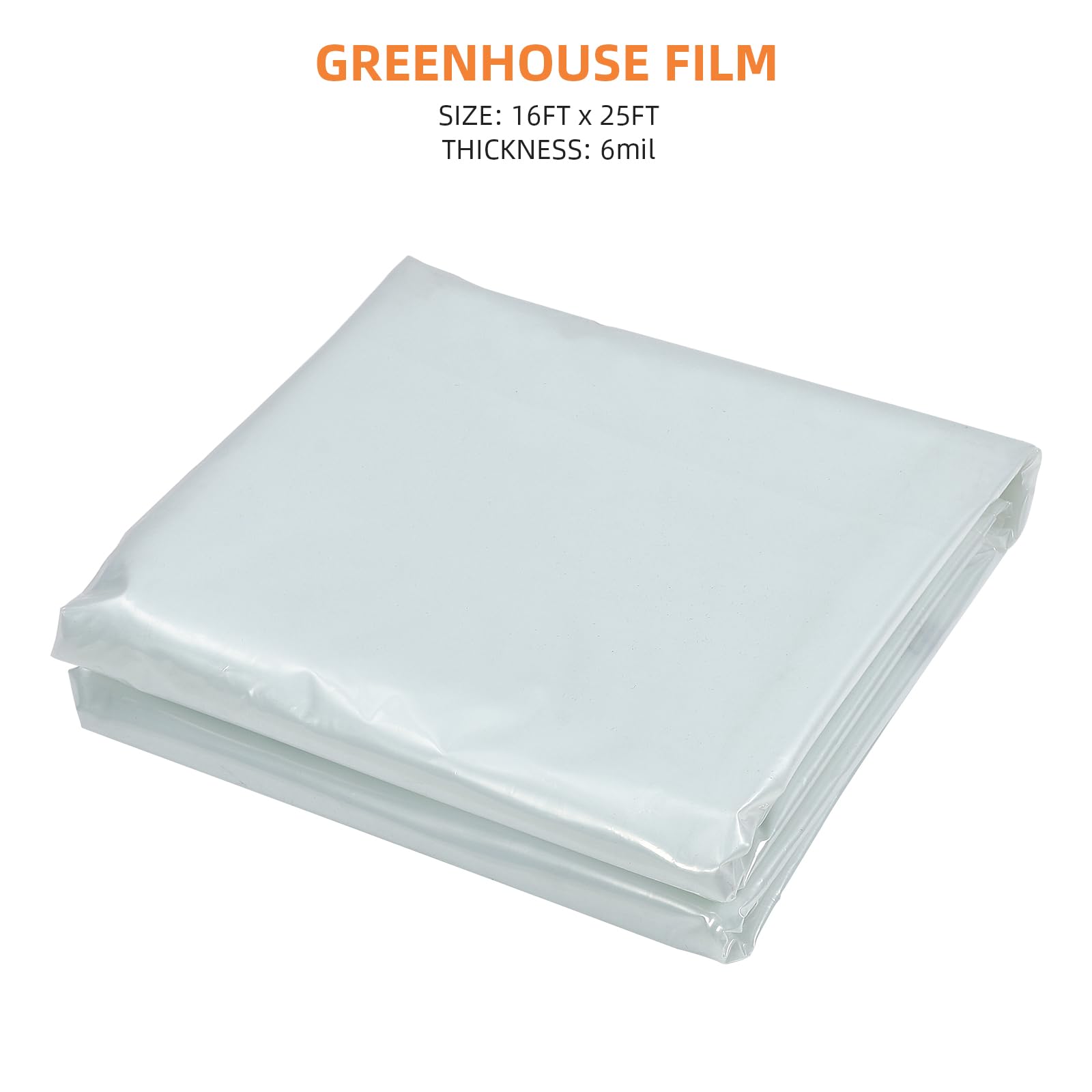 GARVEE 16x25ft Greenhouse Plastic Film - 6 Mil UV Resistant Polyethylene Sheeting with Anti-Drip & Anti-Aging - Durable Cover for Farm, Garden & Plant Protection - Ideal for Backyard Greenhouses, Raised Beds & Winter Plant Protection