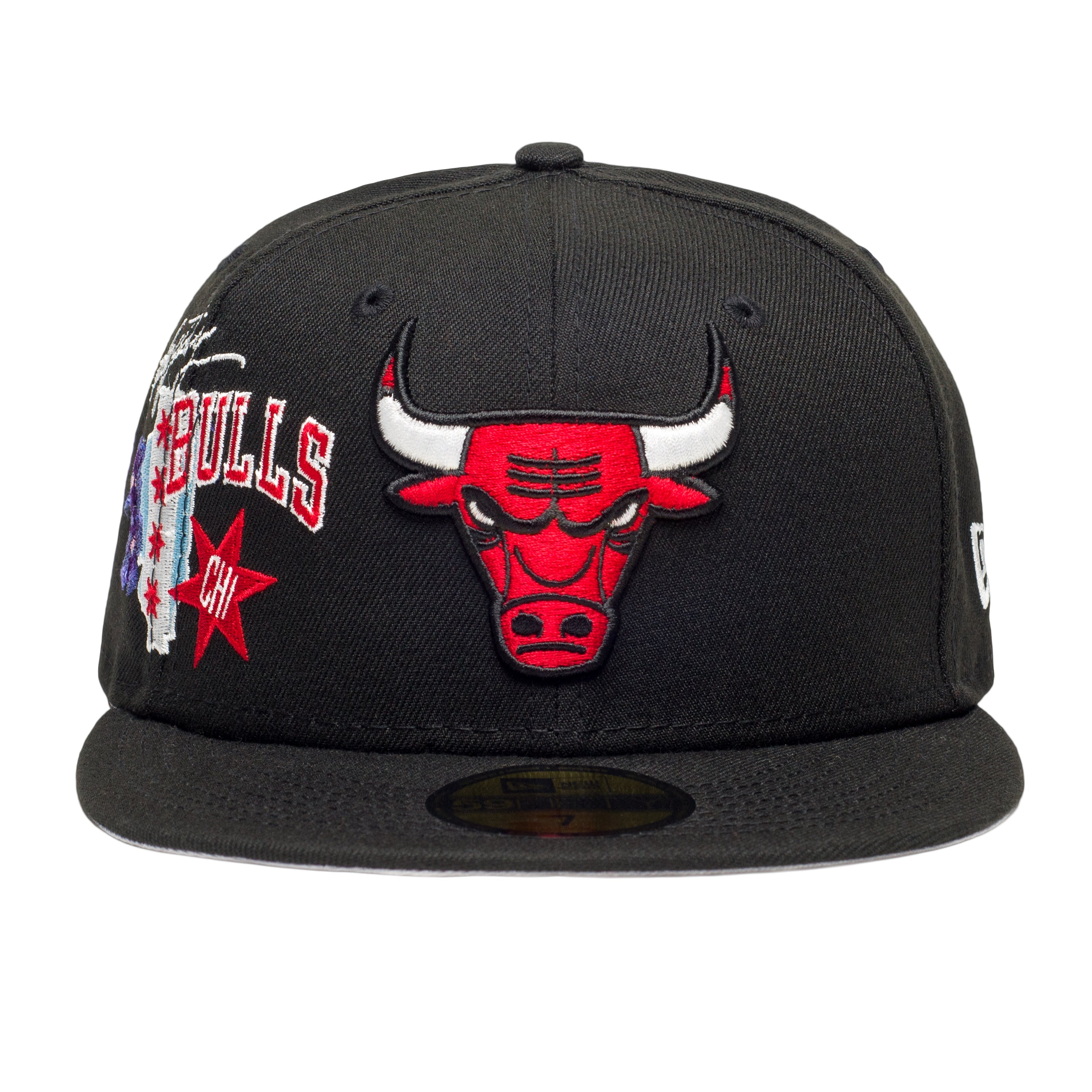 Chicago Bulls NBA Basketball Team City Cluster Fitted Hat - Official Logo Snapback Cap for Men & Women - Perfect for Games, Streetwear & Fan Collections