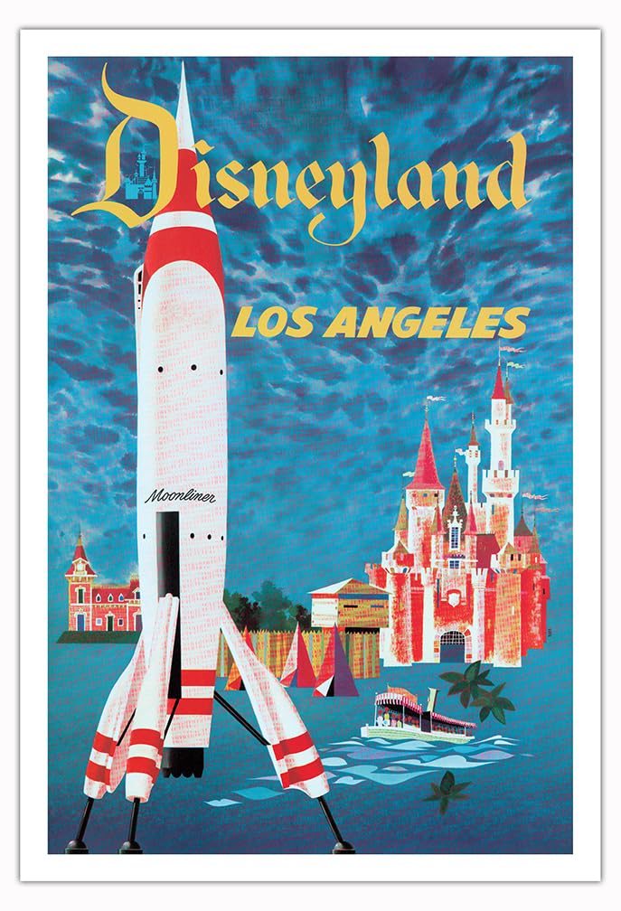 Vintage Disneyland Los Angeles Tomorrowland Travel Poster by David Klein c.1955 - 30x44in Fine Art Matte Paper Print (Unframed) - Perfect for Home Decor, Office Wall Art & Disney Memorabilia Collectors