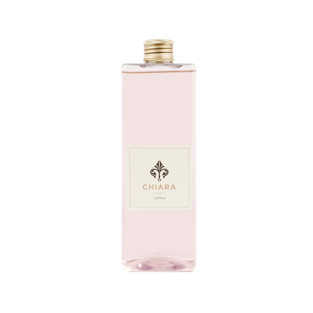 Chiara Firenze Refill Room Fragrance Cipria 500ml with Reed Diffuser Sticks | Long-Lasting Home Scent for Living Room, Bedroom & Office
