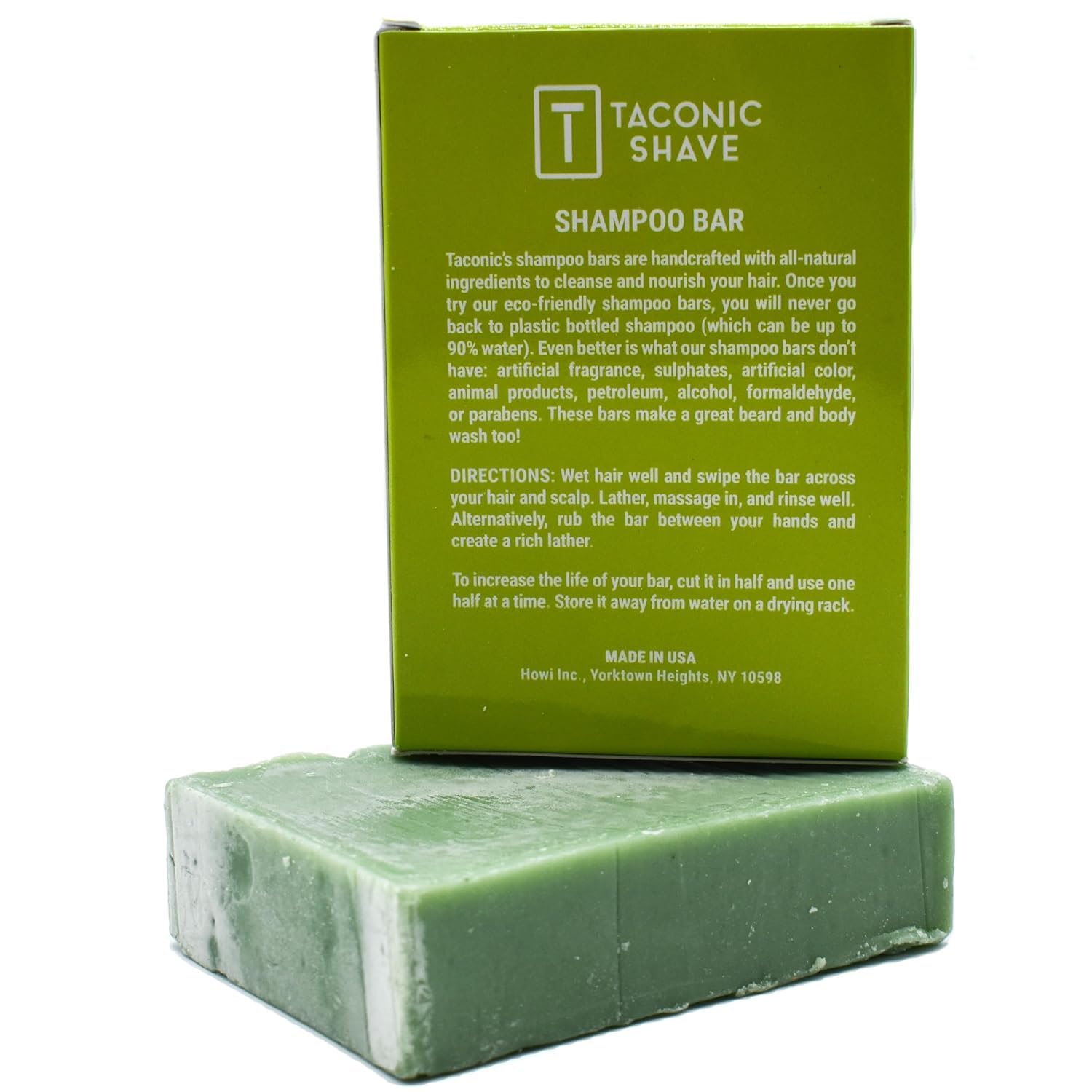 Taconic Shave All Natural Lime Hair Shampoo Bar - Handcrafted in USA - 5.0 oz - Leaves Hair Clean, Soft & Conditioned - Vegan & Eco-Friendly Shampoo for Daily Hair Care, Travel & Sustainable Lifestyle